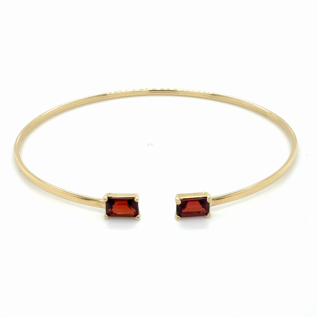 14K Yellow Gold Gemstone Open Cuff Bangle, Birthstone Bracelet
