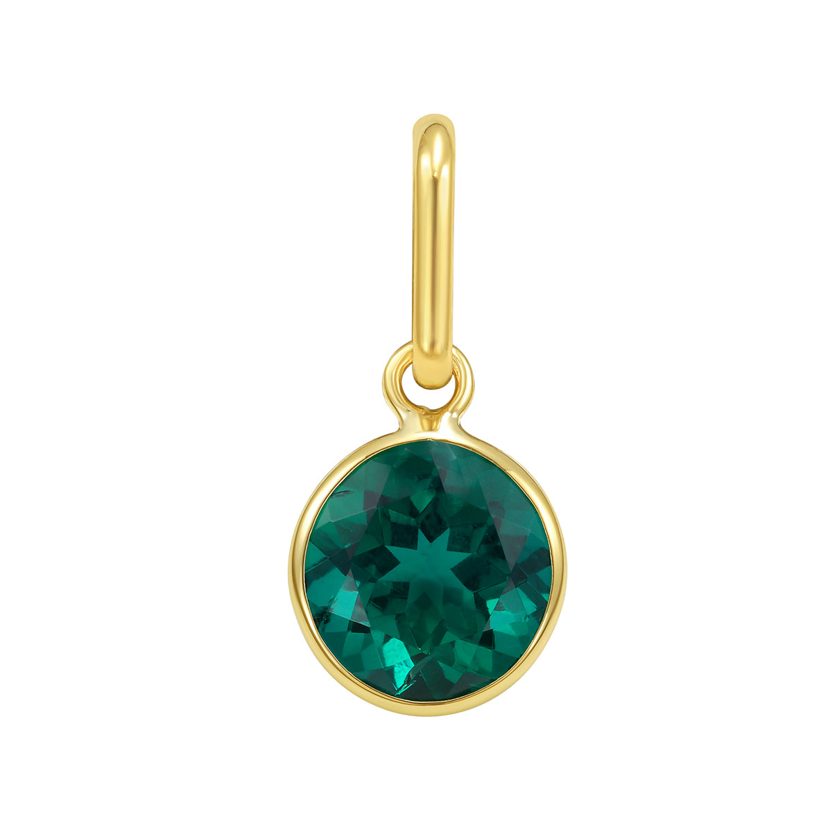 14K Yellow Gold Bezel Set Round Gemstone Pendant