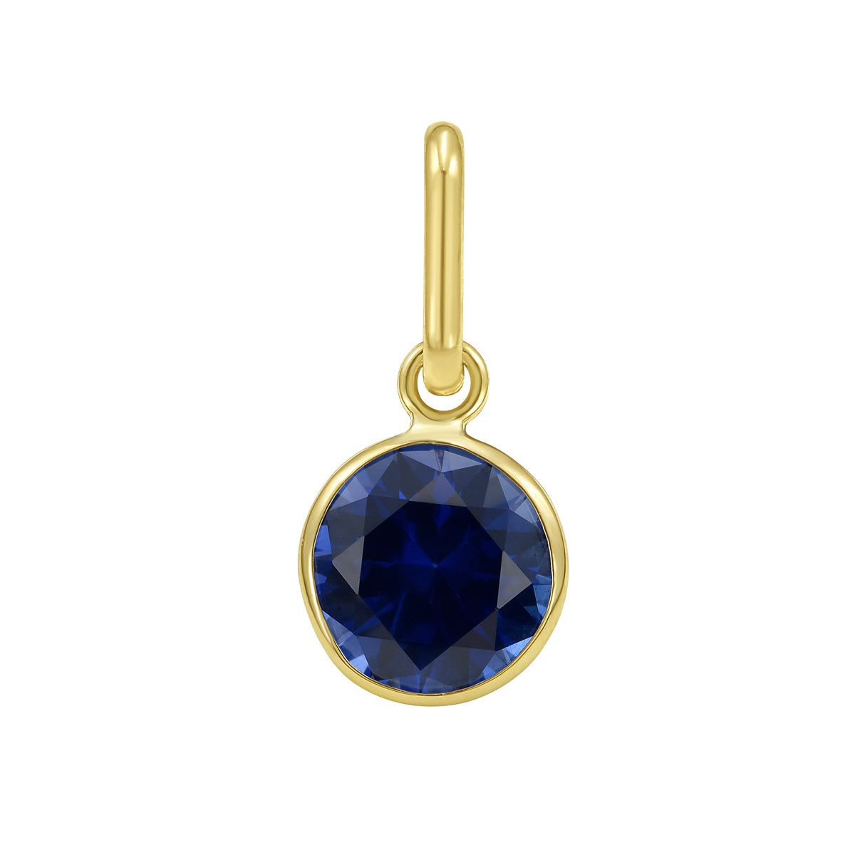 14K Yellow Gold Bezel Set Round Gemstone Pendant