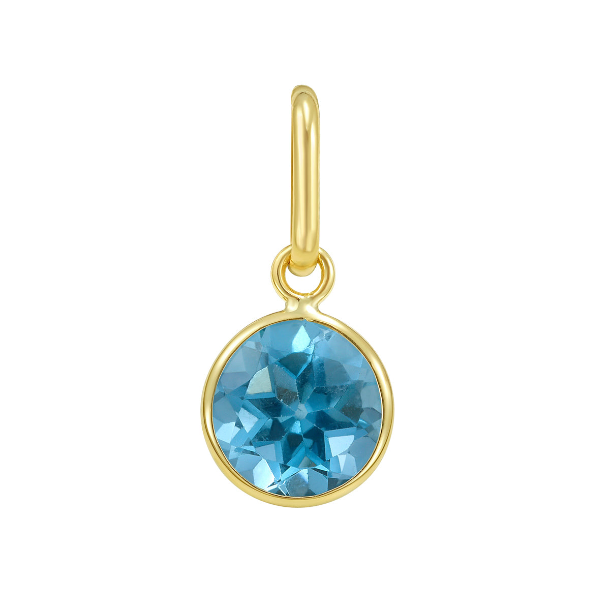 14K Yellow Gold Bezel Set Round Gemstone Pendant