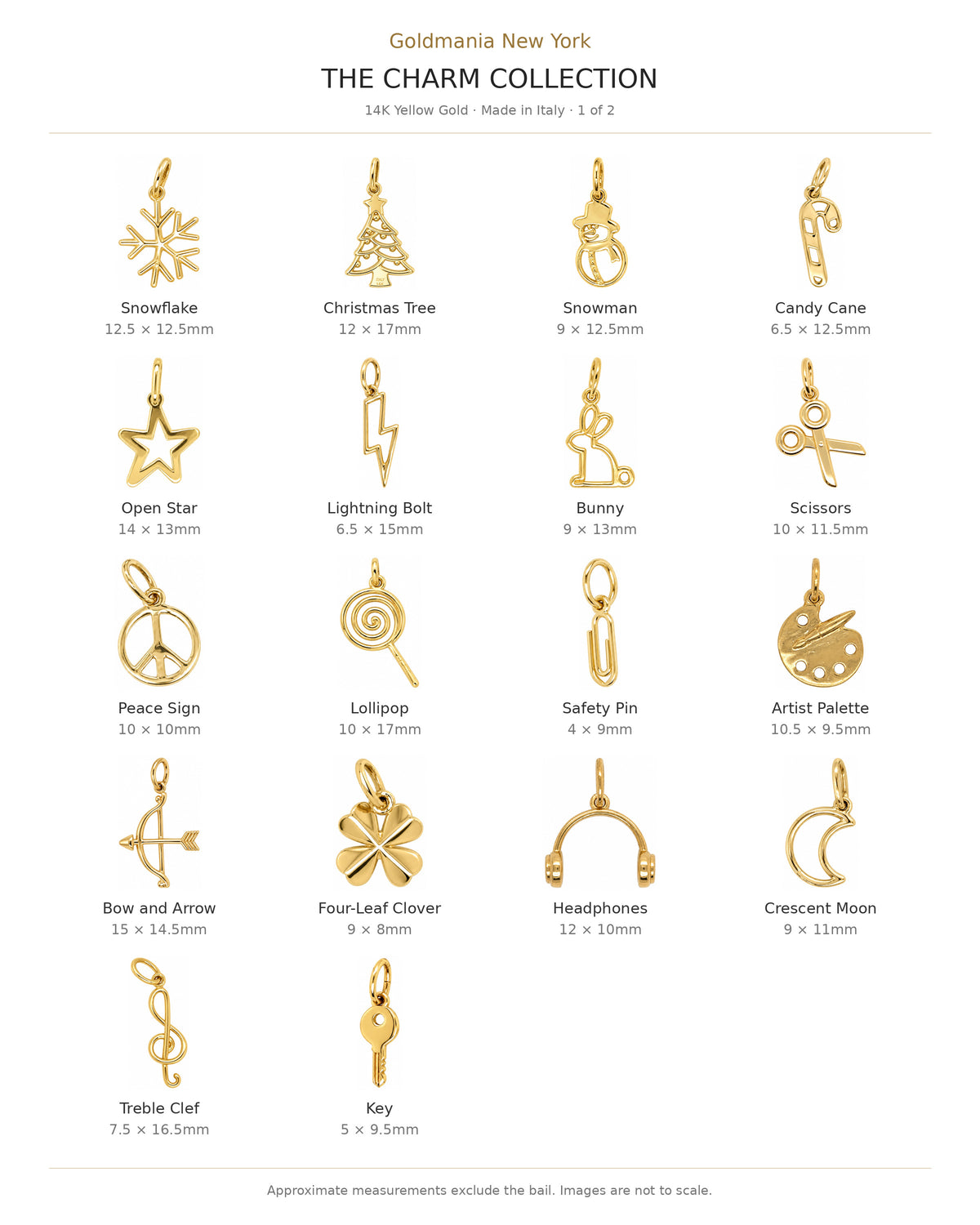 Goldmania 14K Yellow Gold Charm Collection, Real Gold, Italian Made