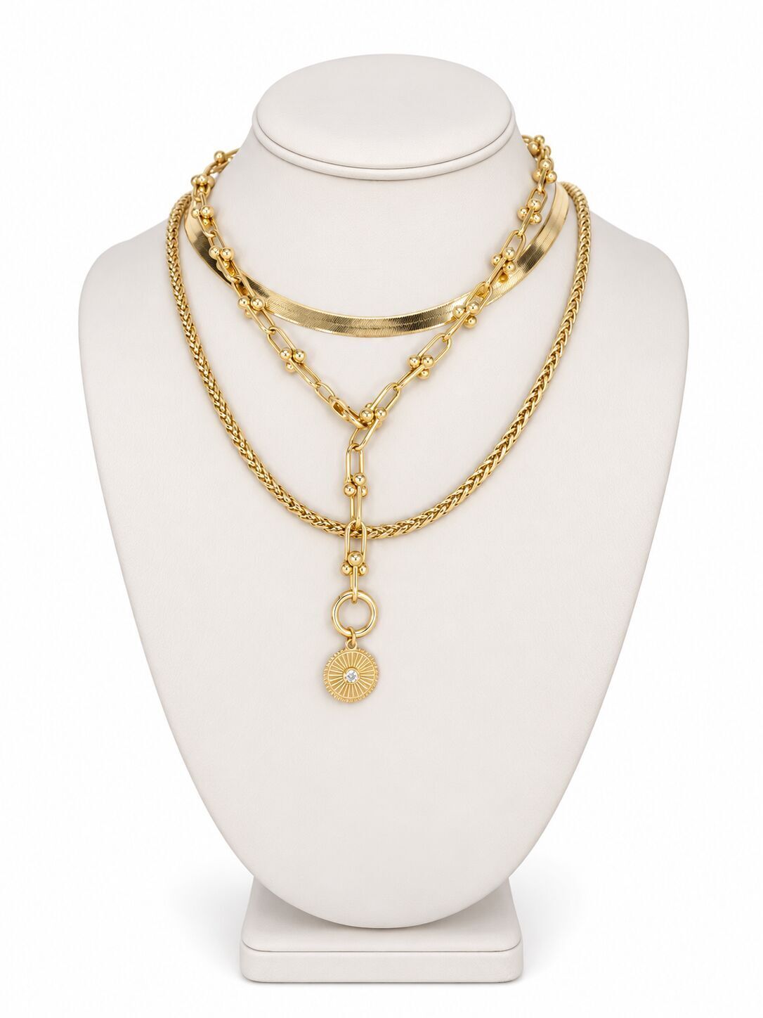14K Yellow Gold Push Lock Clasp, Charm & Chain Connector, 13.2mm