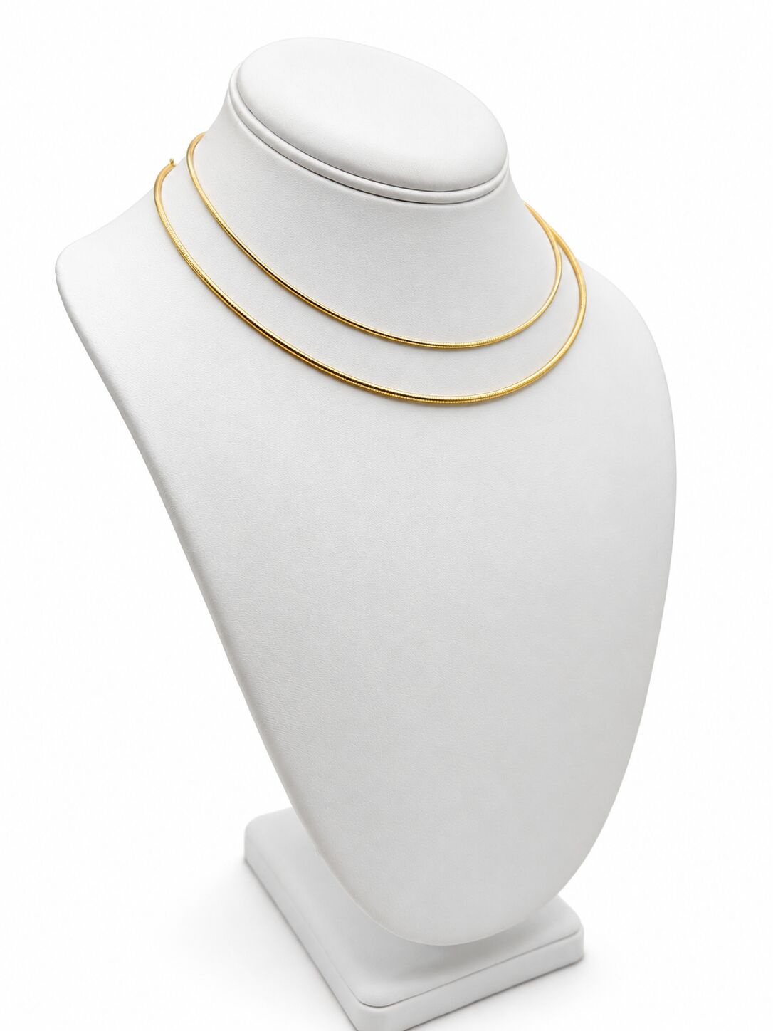 14K Yellow Gold Round Omega Necklace, Adjustable 14–16", 1.5mm or 2mm, Made in Italy
