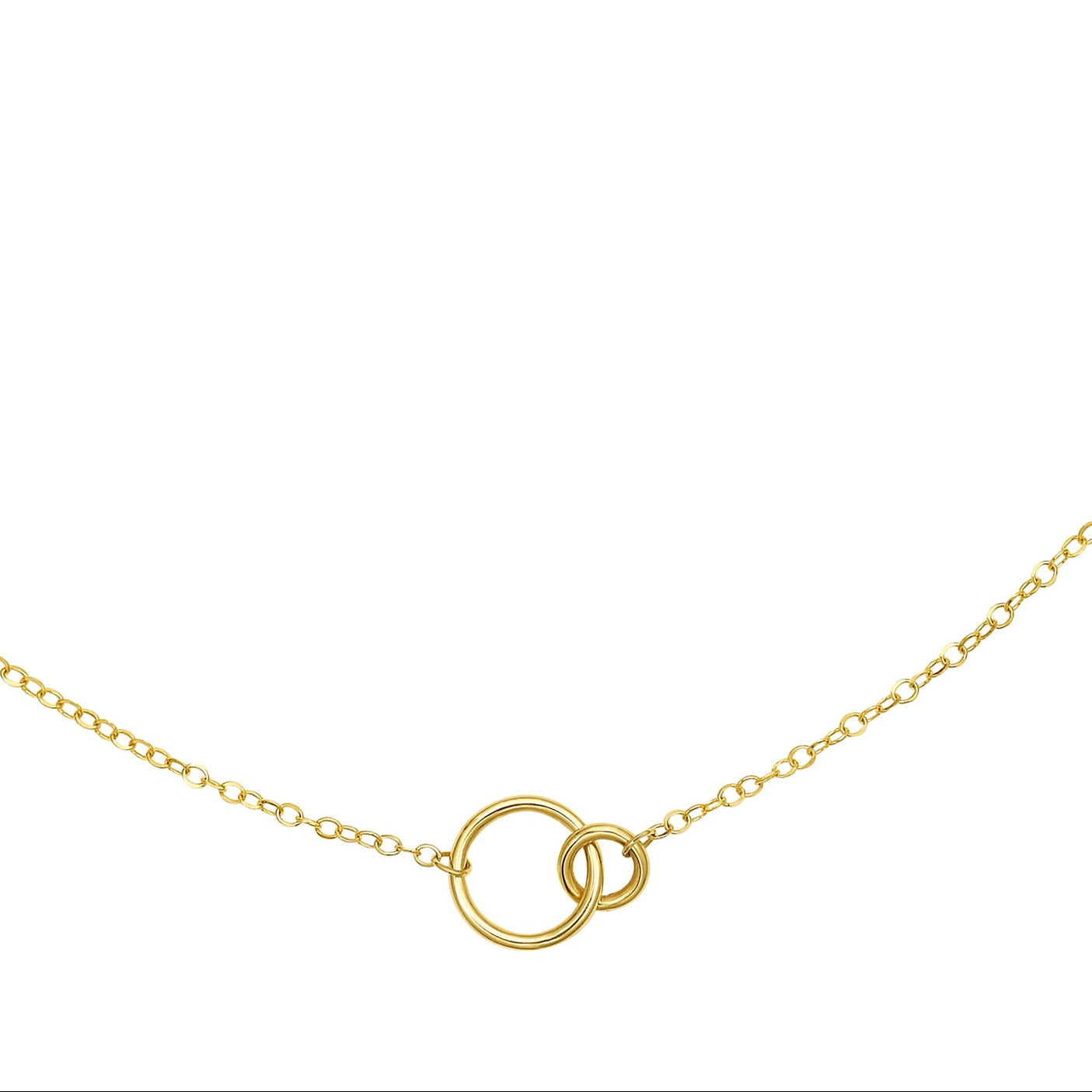 14K Solid Gold Interlocking Circles Chain Necklace 18"– Delicate & Minimalist
