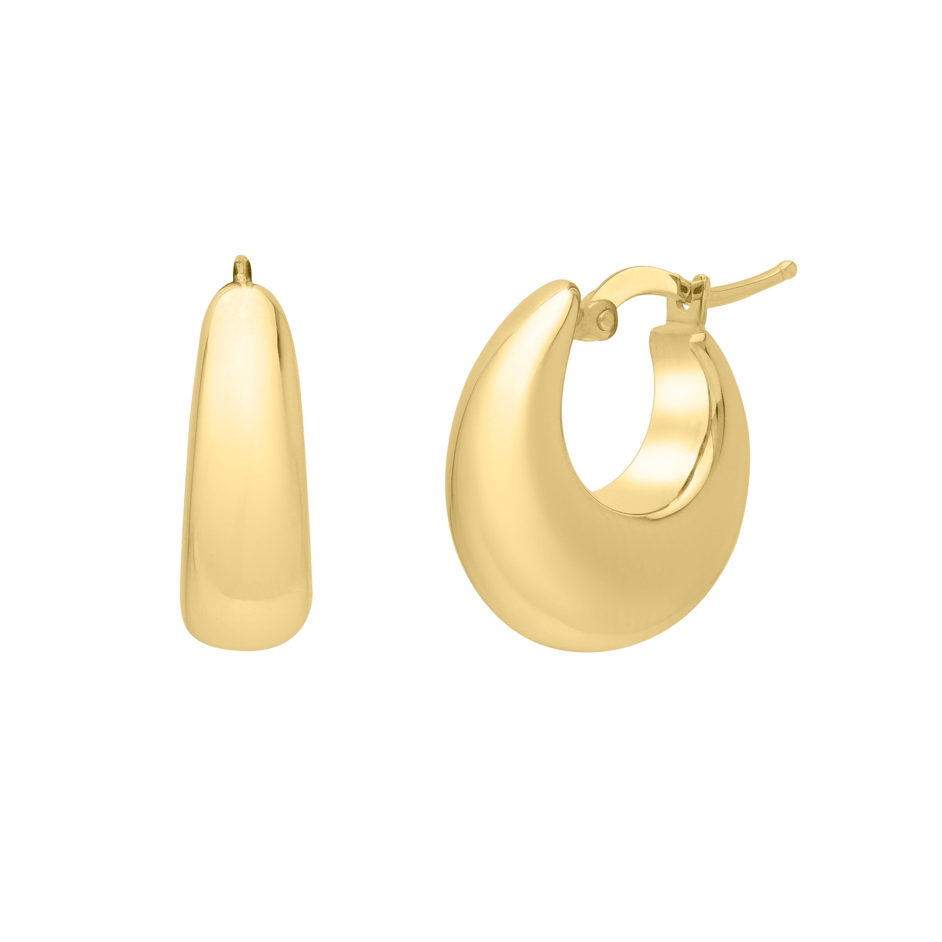 14K Gold Small Tapered Hoop Earrings