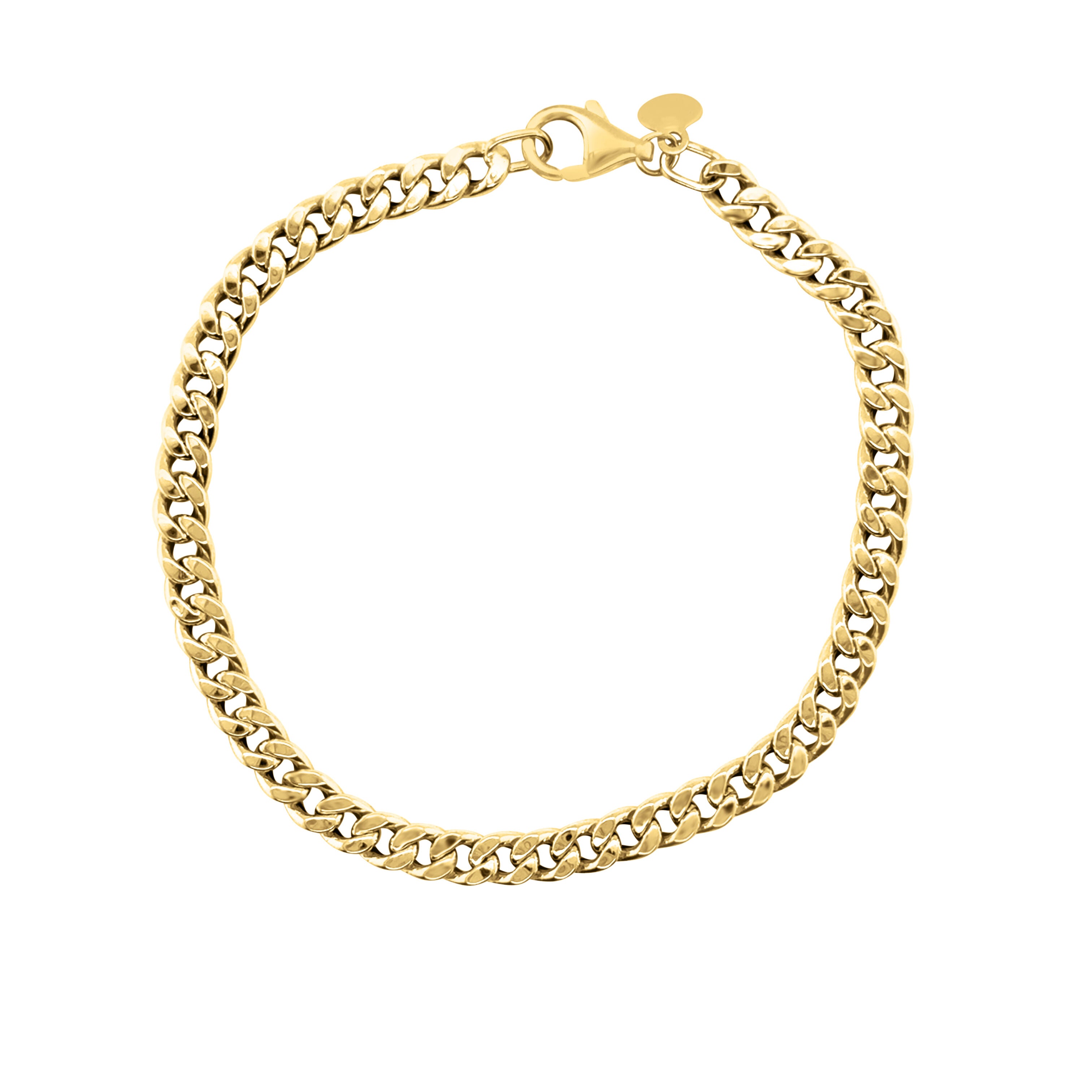 Elegant 14K Gold Faceted Miami Cuban Link Bracelet adding subtle shine and sophistication to any outfit.