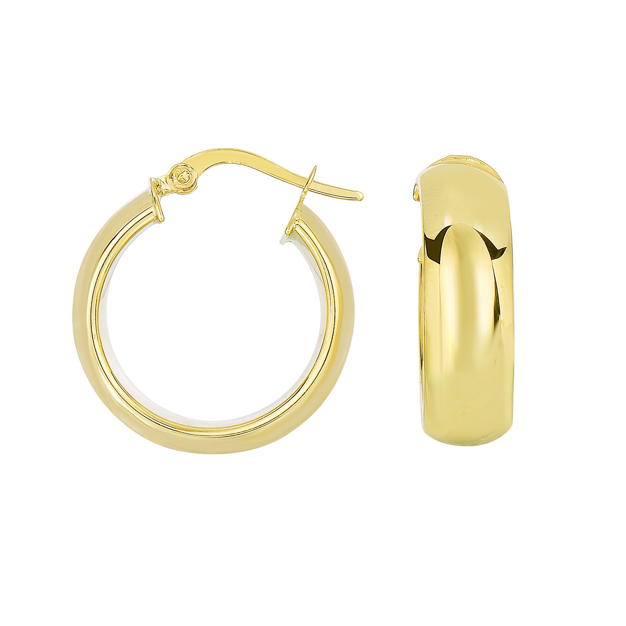 4K Gold Chunky Small Hoop Earrings: Domed Design, 15 x 7mm