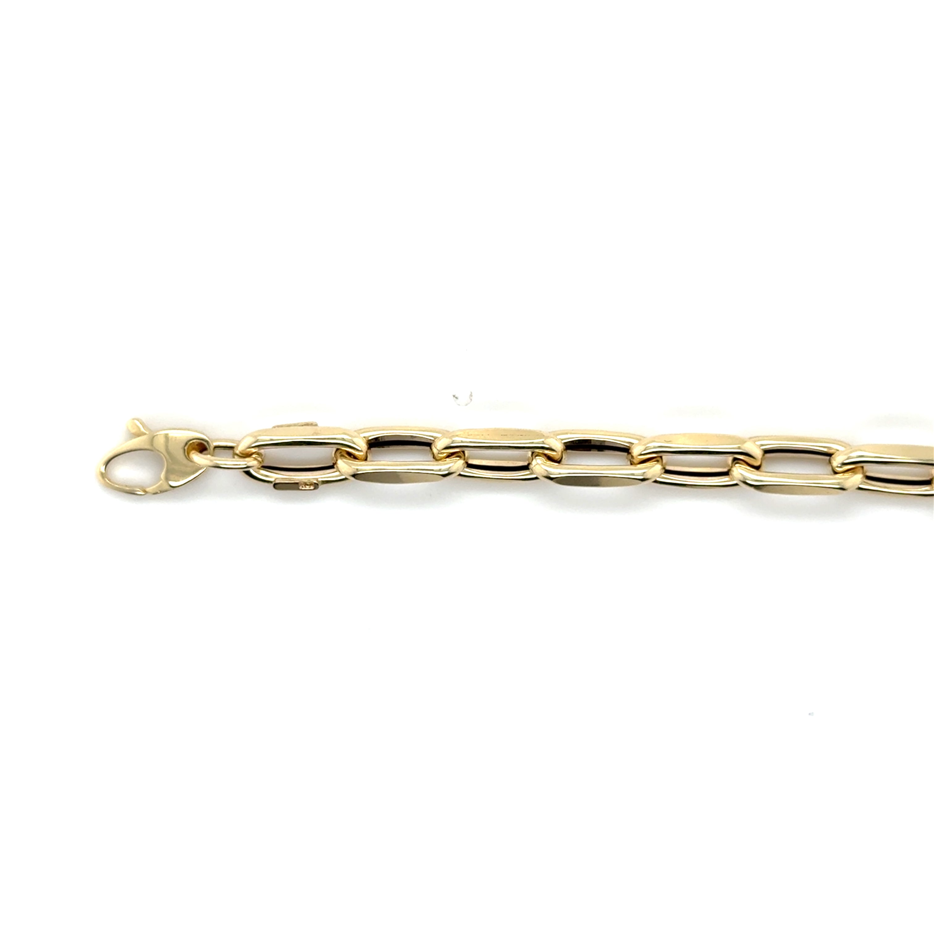 Elegant 14K yellow gold chunky 6mm faceted cable link bracelet with a lightweight hollow design, offering bold style and comfort. A versatile fine jewelry piece for birthdays, anniversaries, weddings, or everyday wear.