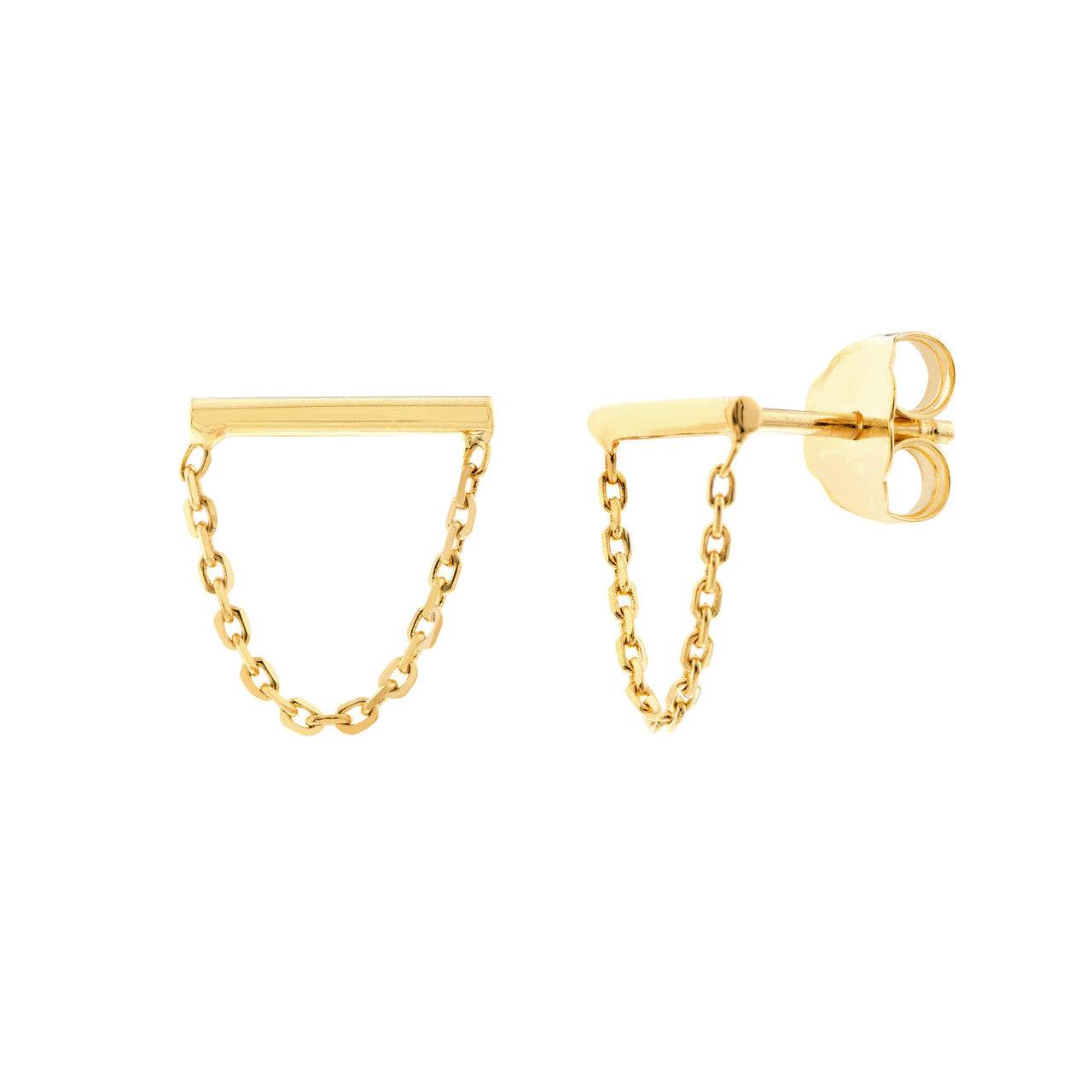 14K Bar Chain Drape Earrings