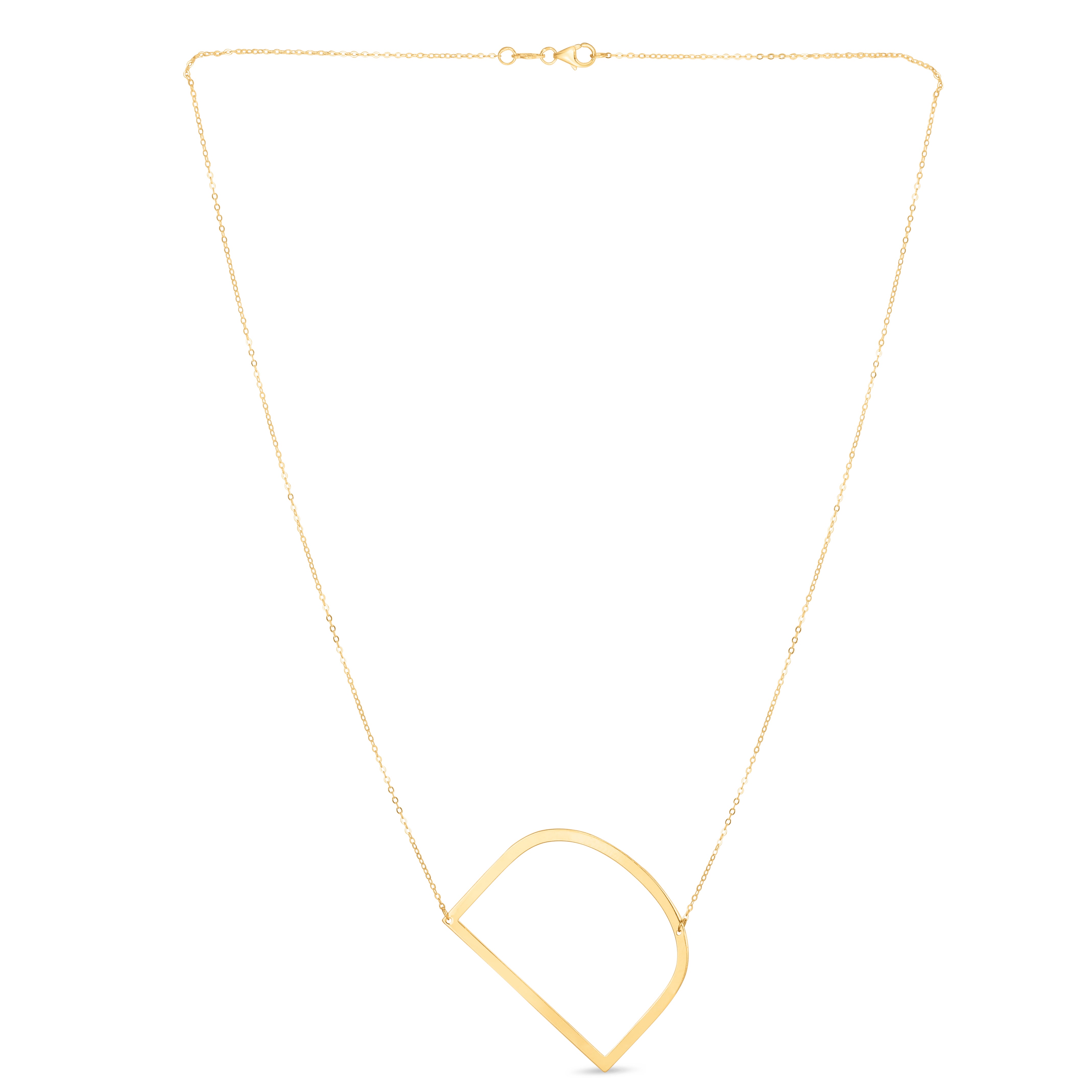 14K Gold Large Sideways Initial Necklace: 18"