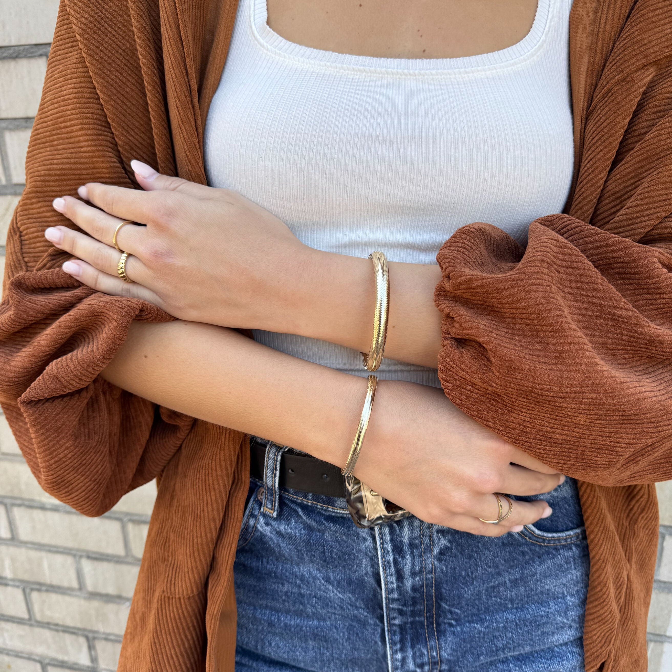 Yellow gold bracelet perfect for stacking or minimalist styling