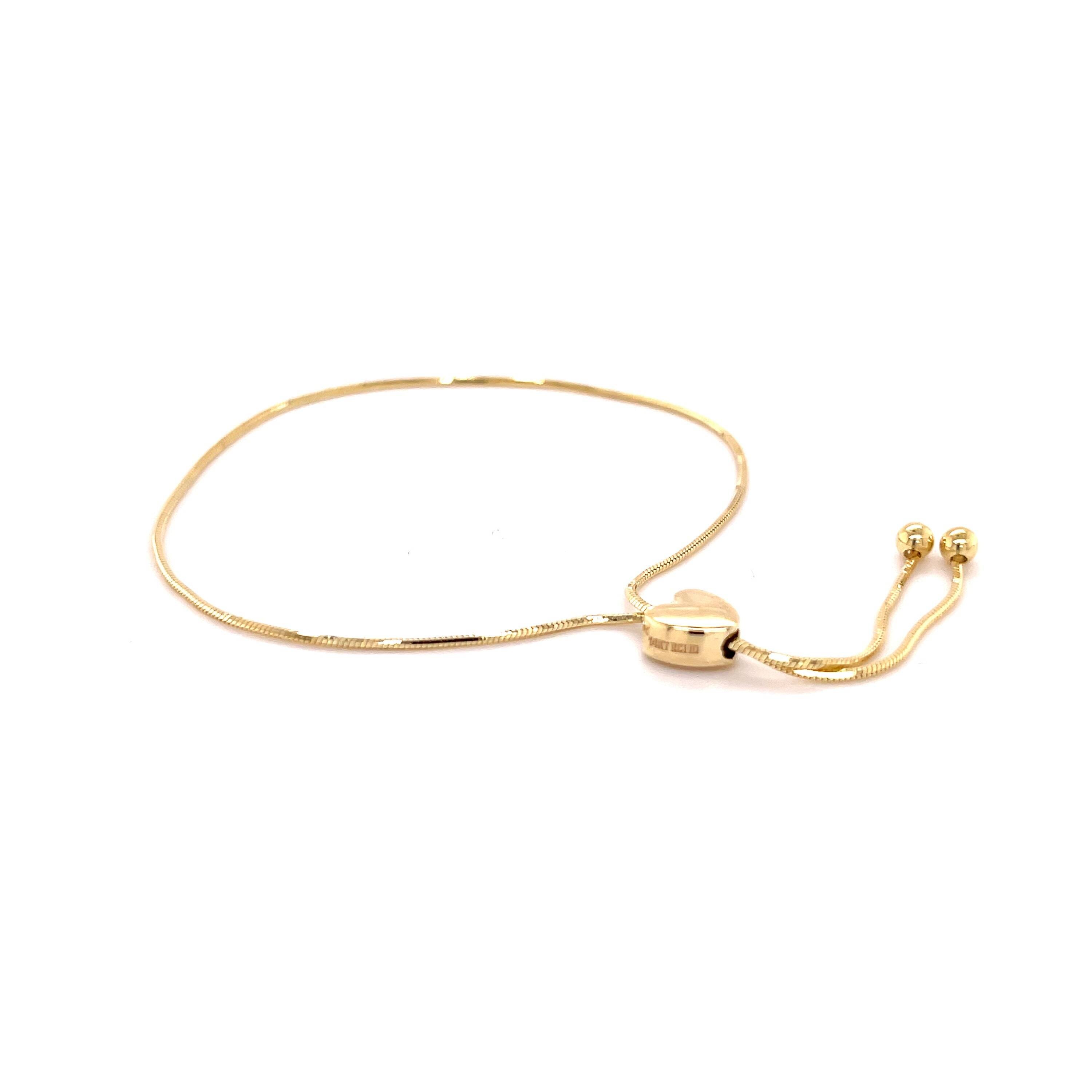Lightweight 14K Gold Bracelet with heart slider clasp, crafted for comfort and elegance, great for gifting or solo styling
