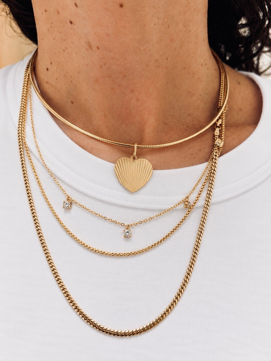 The Omega Edit: Coin & Heart | 14K Gold Omega Necklace Set