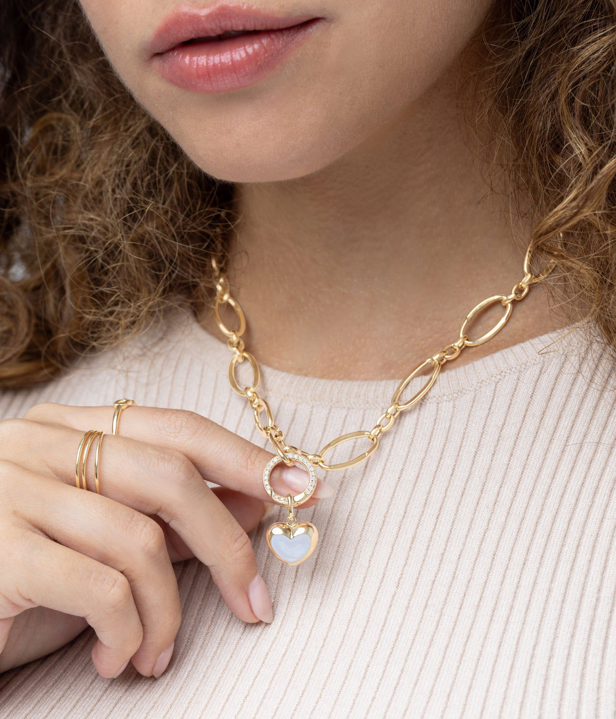 The Pearl & Diamond Heart Set | 14K Gold Necklace Set