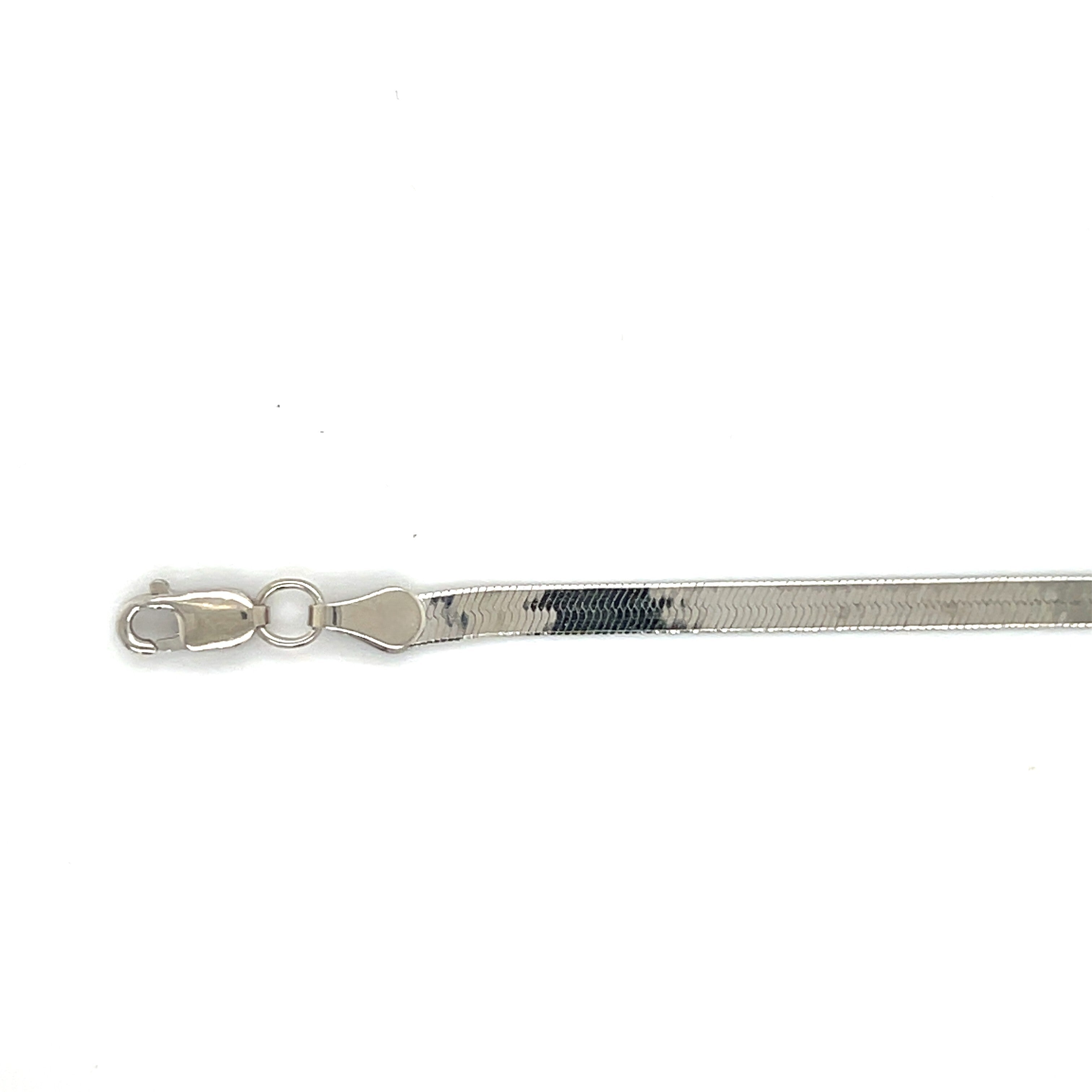 Sleek 14K White Gold Herringbone Bracelet featuring polished finish, stylish and versatile gift for her.