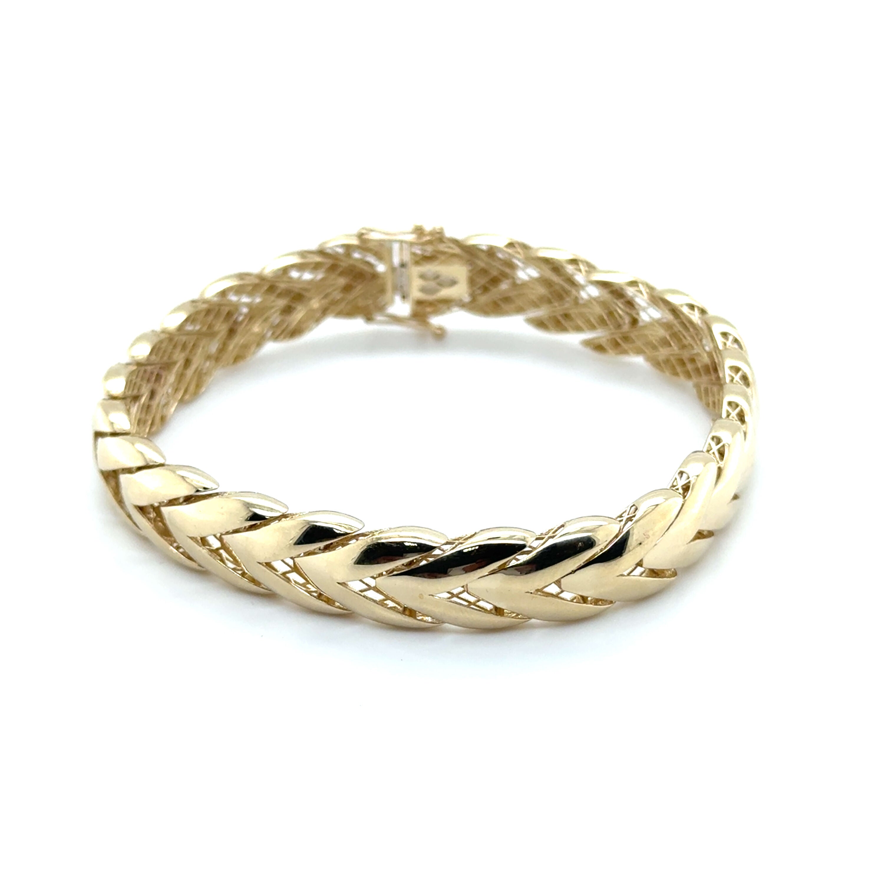 Yellow Gold Bracelet with V-chevron links, crafted in real gold for a substantial look, perfect for gifting and elevated accessorizing
