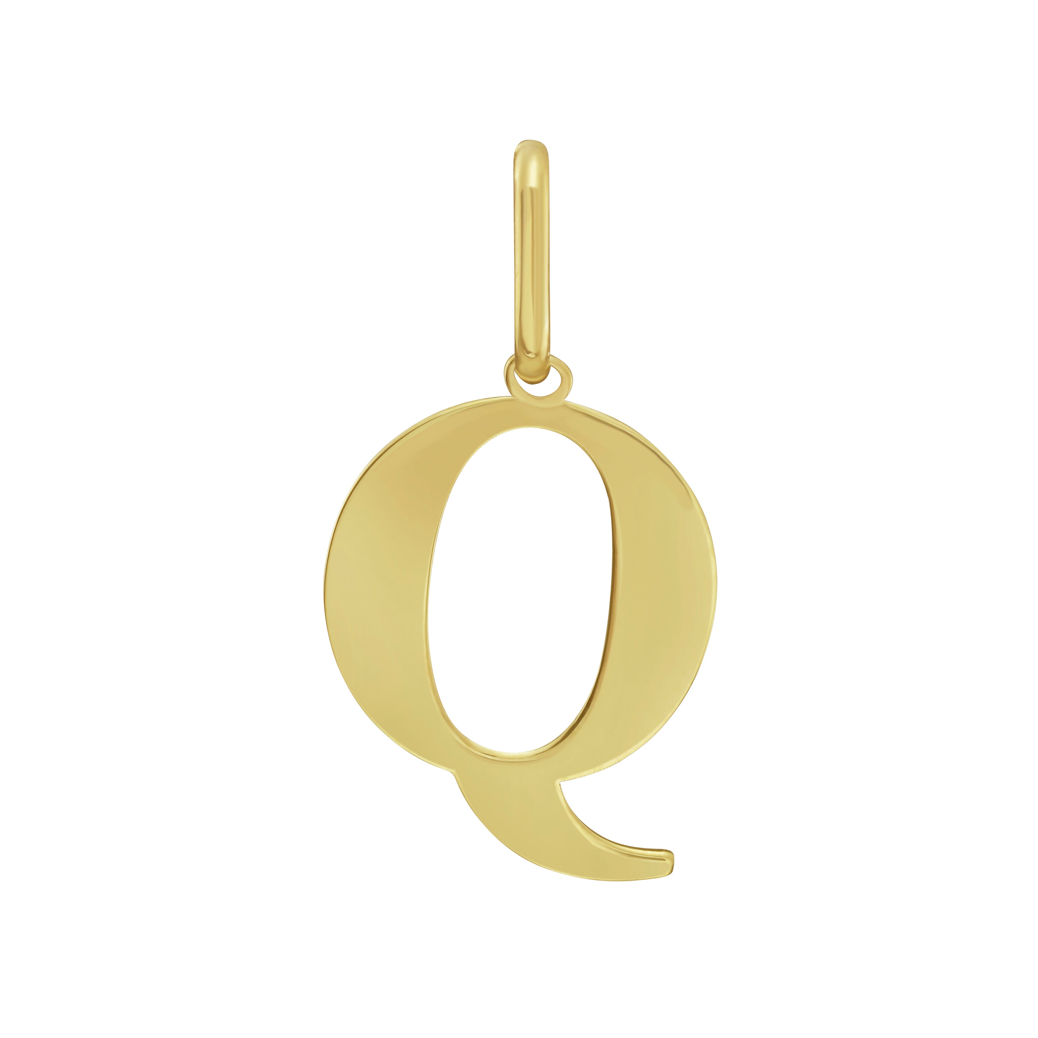Solid 14K gold initial charm pendant with a polished letter design, a dainty and elegant piece of luxury jewelry that is durable, comfortable for everyday wear, and versatile enough for birthdays, anniversaries, weddings, and milestone celebrations.