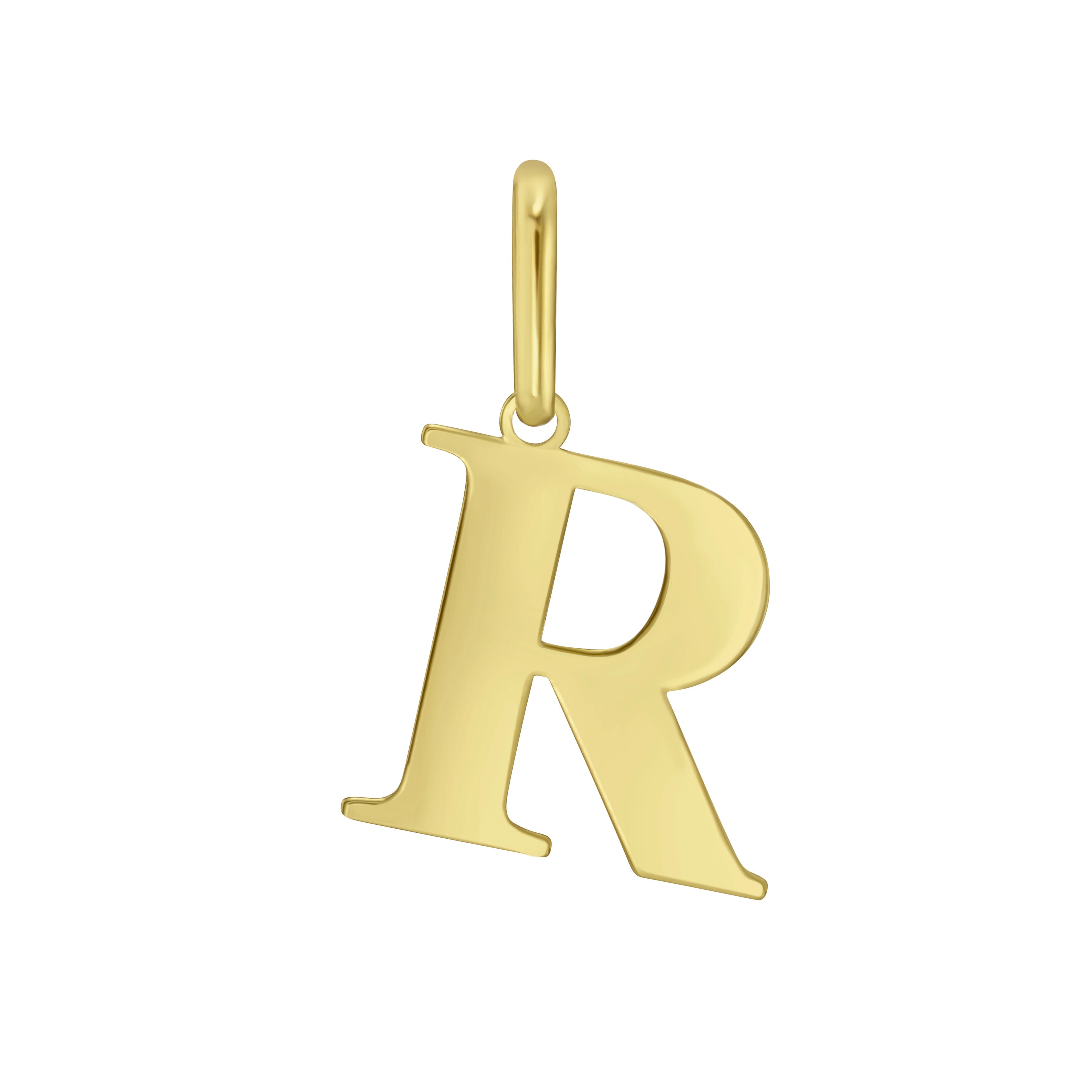 Solid 14K gold initial charm pendant with a polished letter design, a dainty and elegant piece of luxury jewelry that is durable, comfortable for everyday wear, and versatile enough for birthdays, anniversaries, weddings, and milestone celebrations.