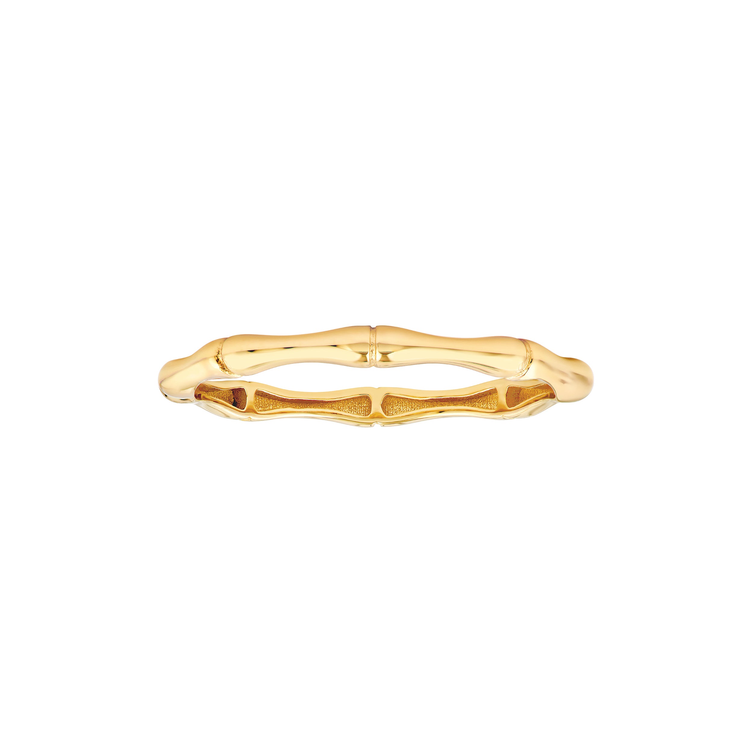 14K Yellow Gold Bamboo Stackable Band Ring