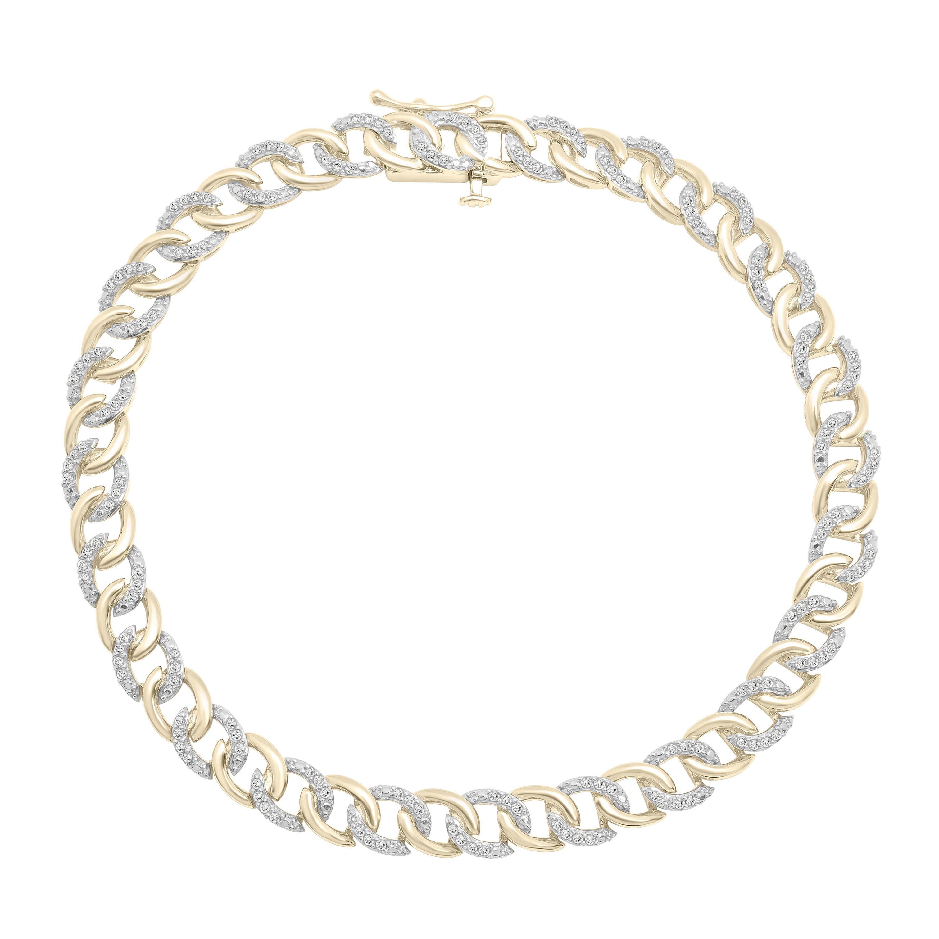 The 14K Yellow Gold Diamond Pave Curb Link Bracelet features stunning natural diamonds embedded in each link, exuding elegance and sophistication. Ideal for special occasions or everyday wear, this bracelet is a timeless addition to any collection.