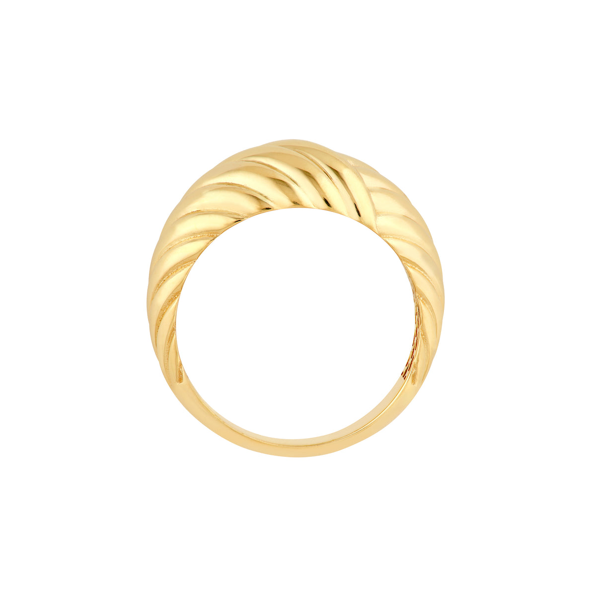 14K gold woven dome statement ring with dimensional curved texture