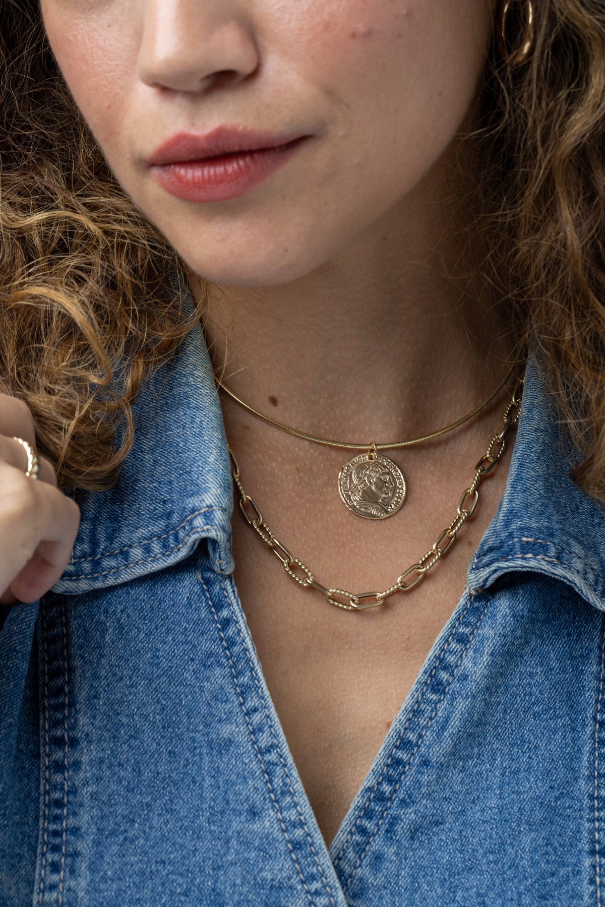 The Omega Edit: Coin & Heart | 14K Gold Omega Necklace Set