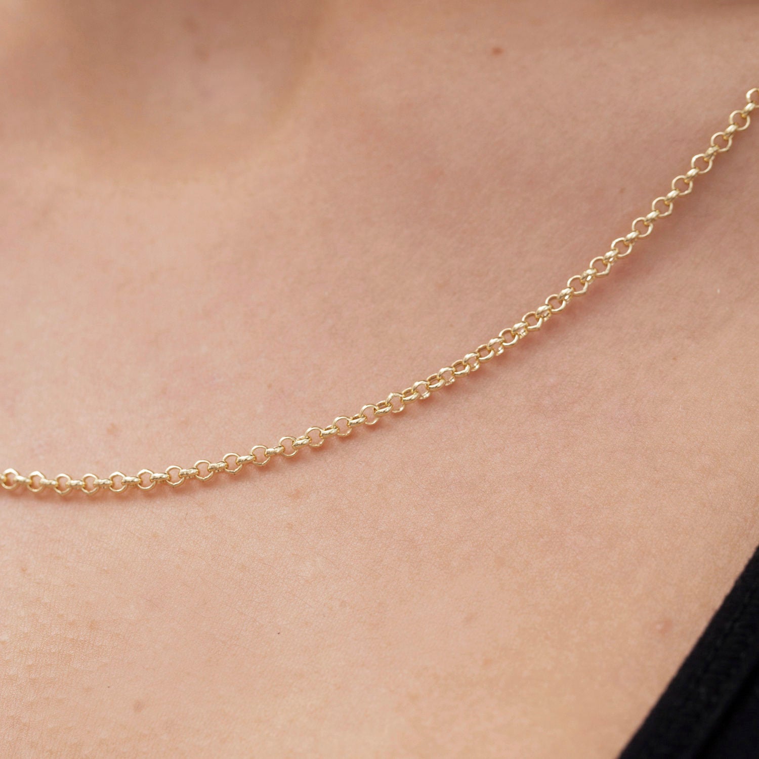 14K Gold Rolo Link Necklace Chain