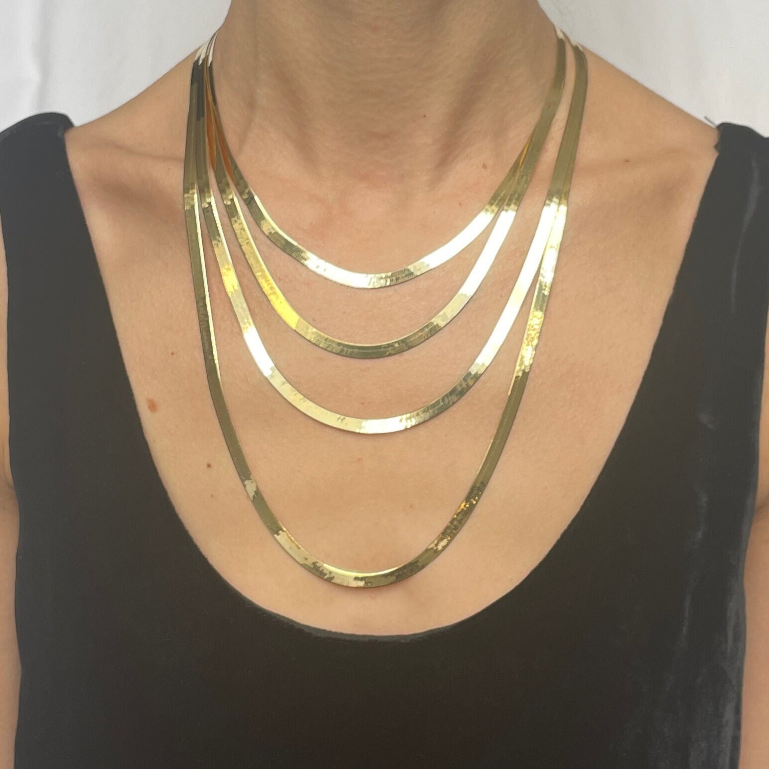 14K Gold 4.6mm Herringbone Necklace