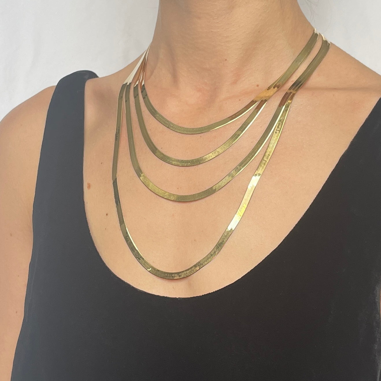 14K Gold 4.6mm Herringbone Necklace