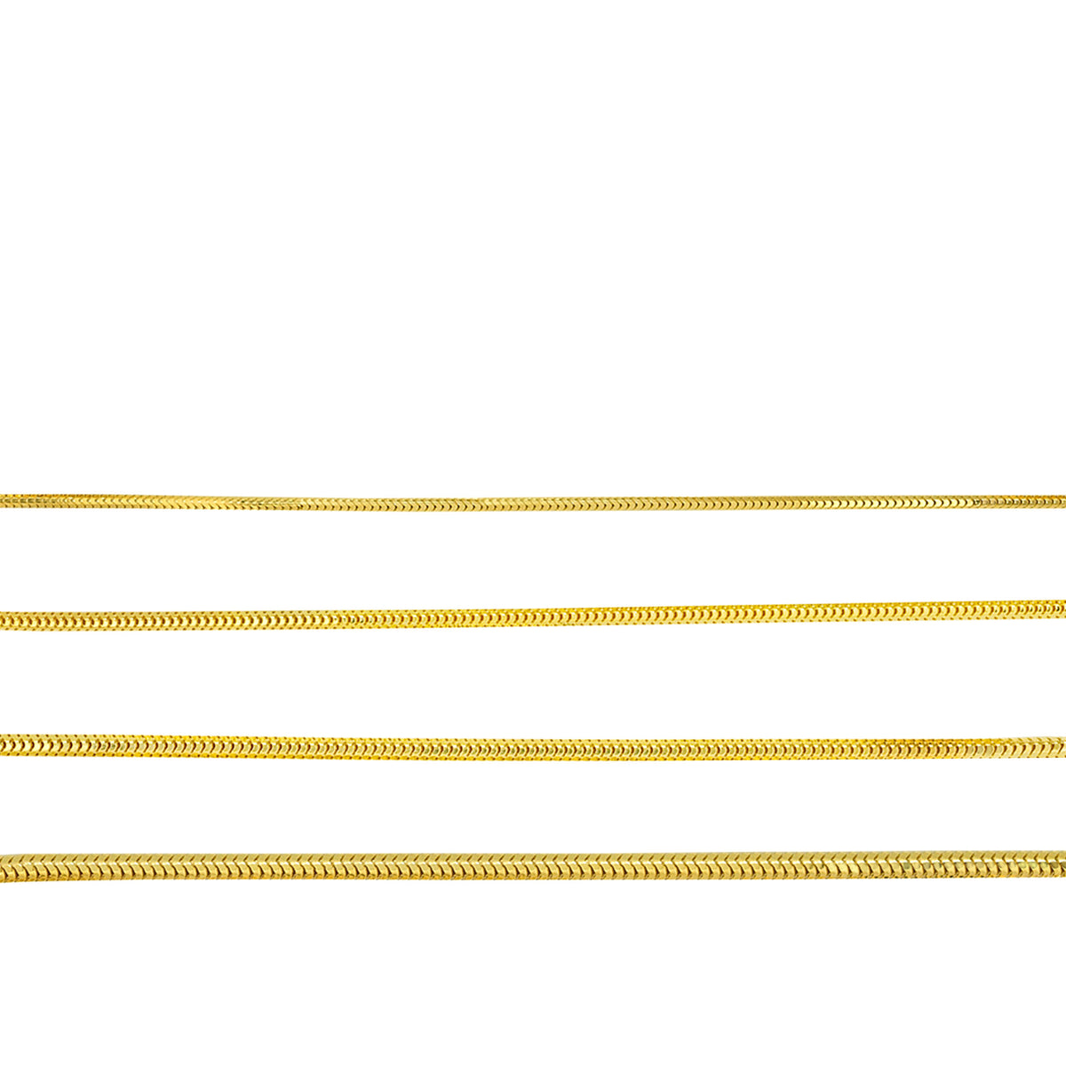 14K Yellow Gold Round Snake Chain Necklace 1.0mm–1.9mm