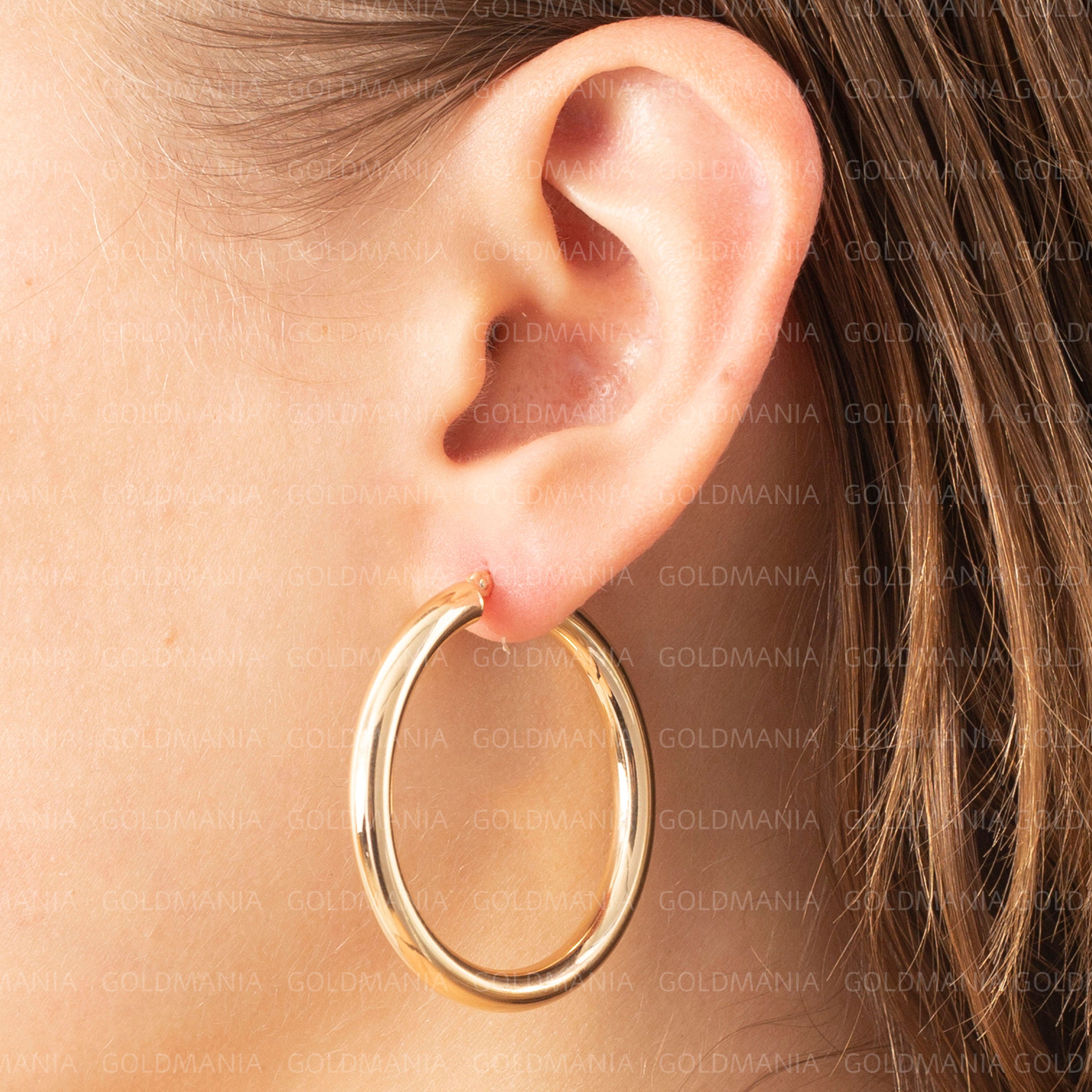 Thick 4 mm 14K Gold Polished Hoops 