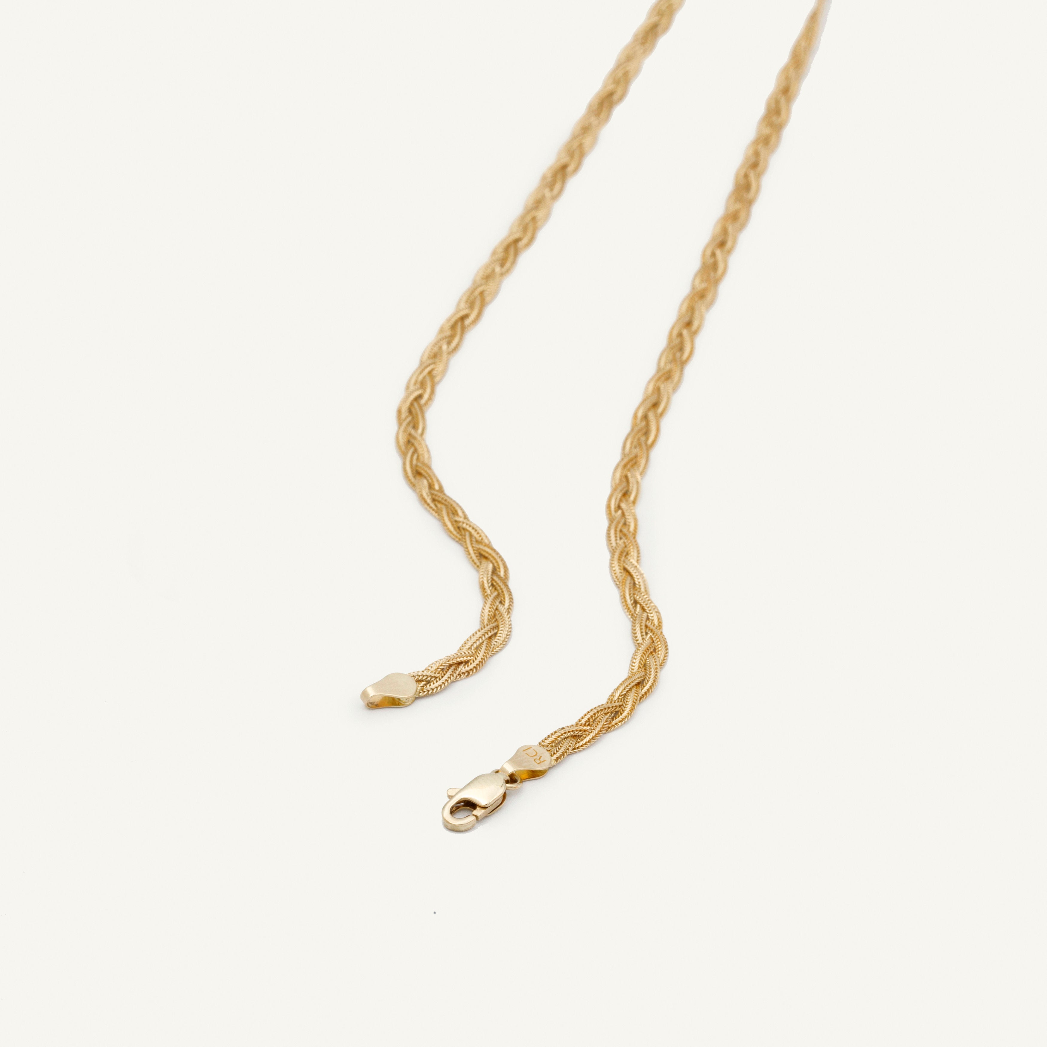 14K Gold Braided Foxtail Necklace