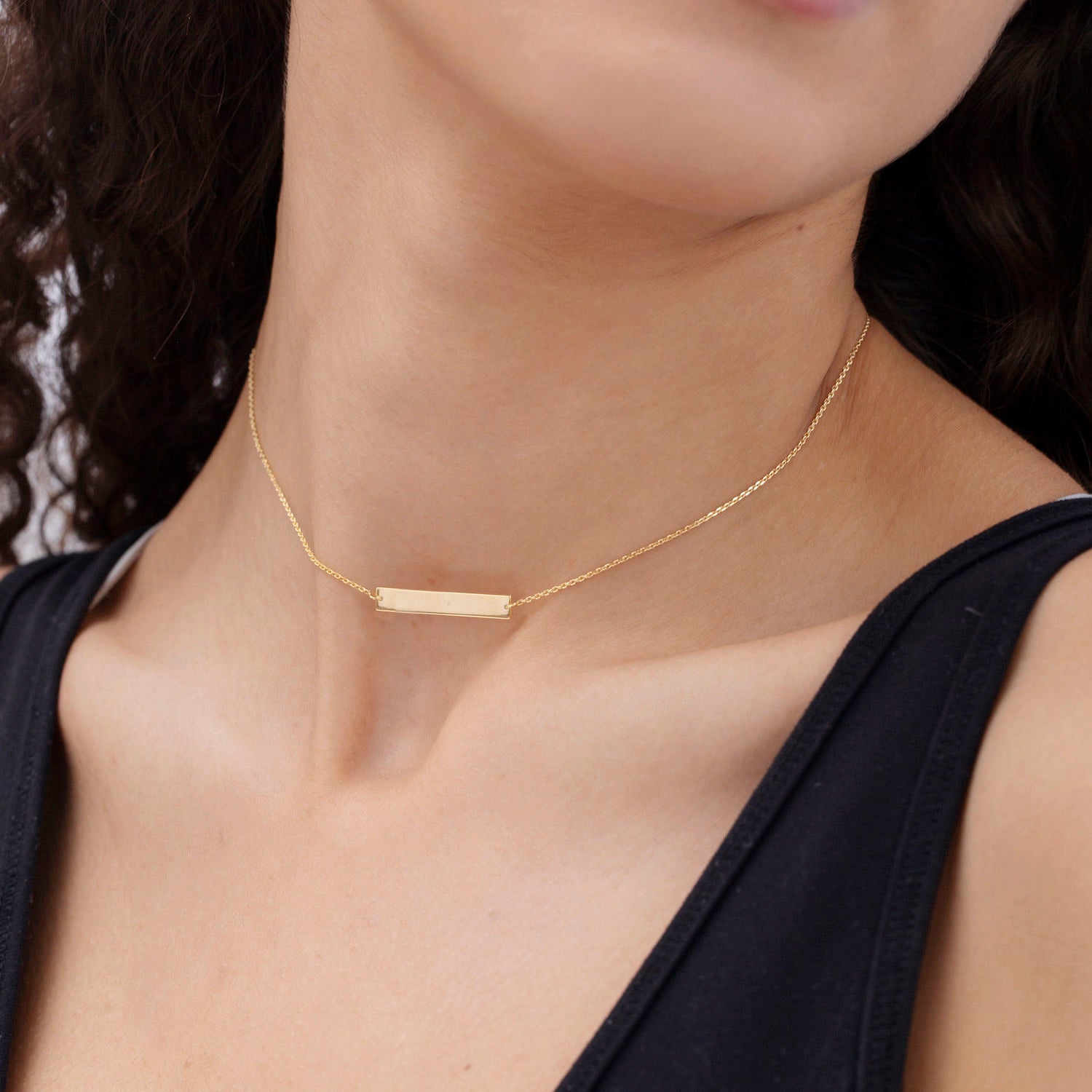 Engravable Bar Choker Necklace