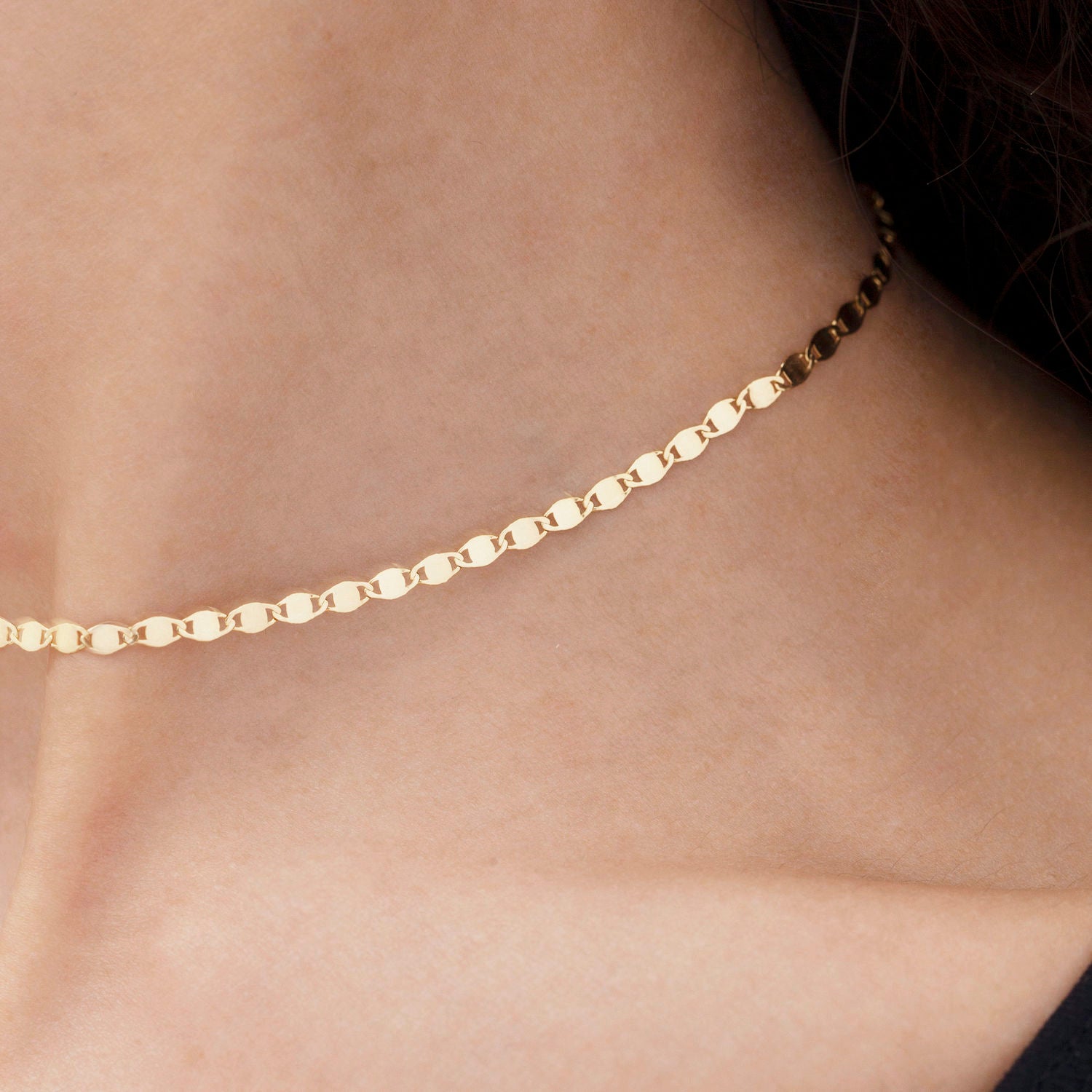 14K Gold Mirror Valentino Choker Necklace