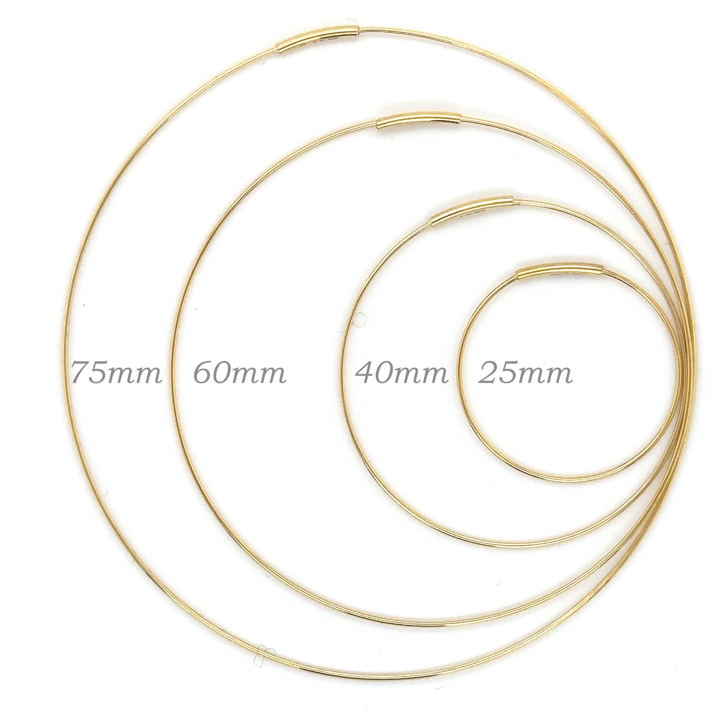 14k gold endless thin hoops