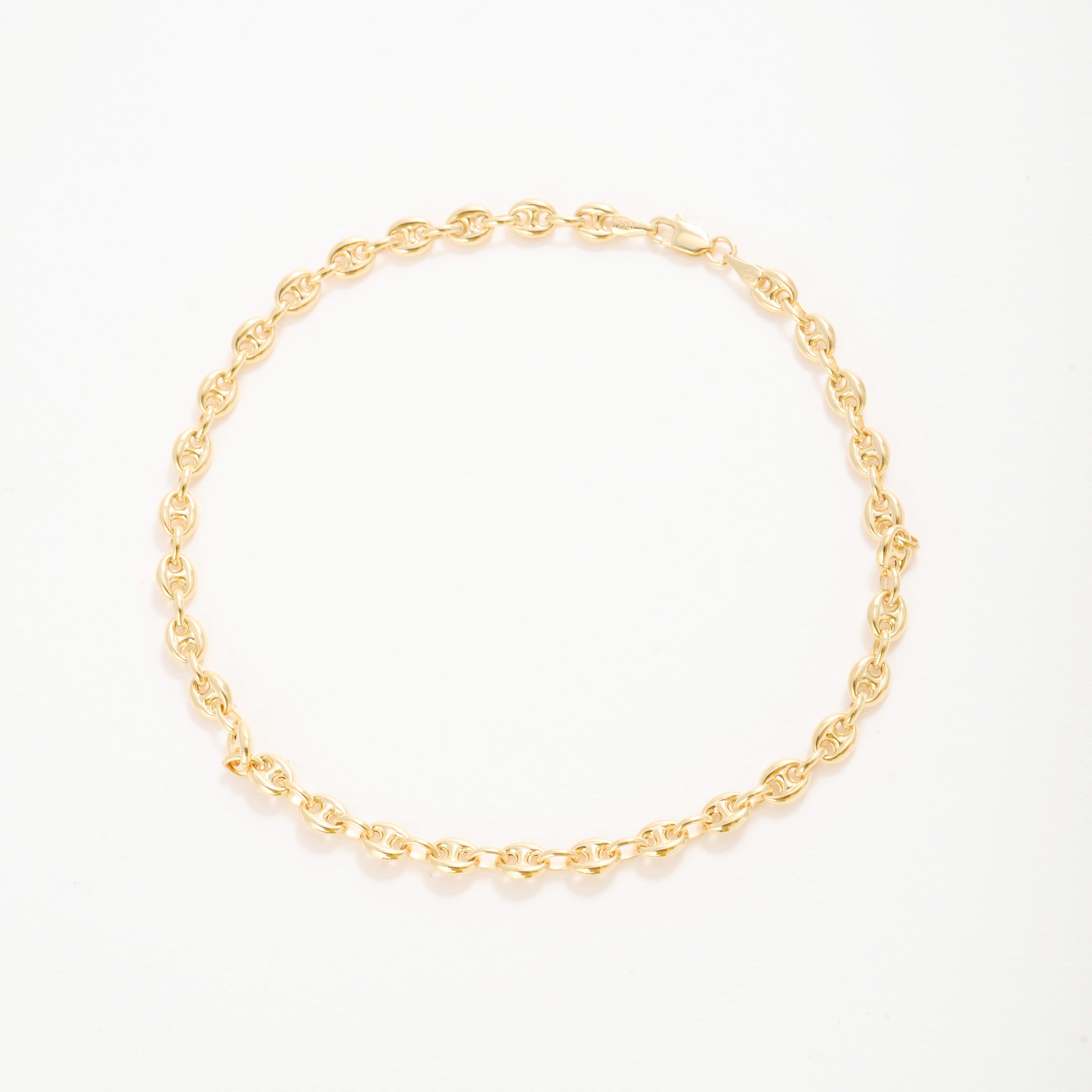 14K Gold Puffed Mariner Anklet