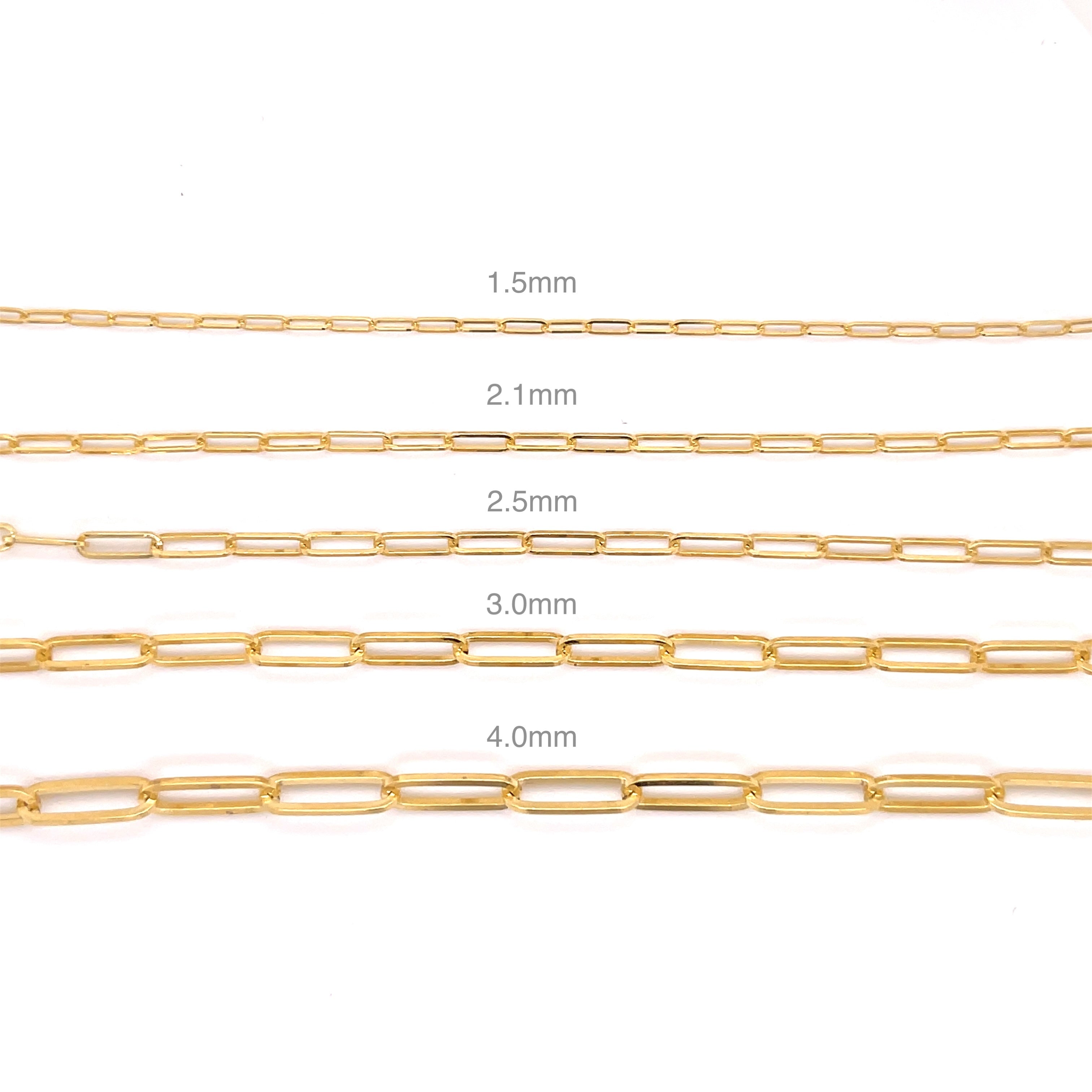 14K Solid Gold Paperclip Necklace – 1.5mm-4mm Yellow Gold Chain with Lobster Clasp