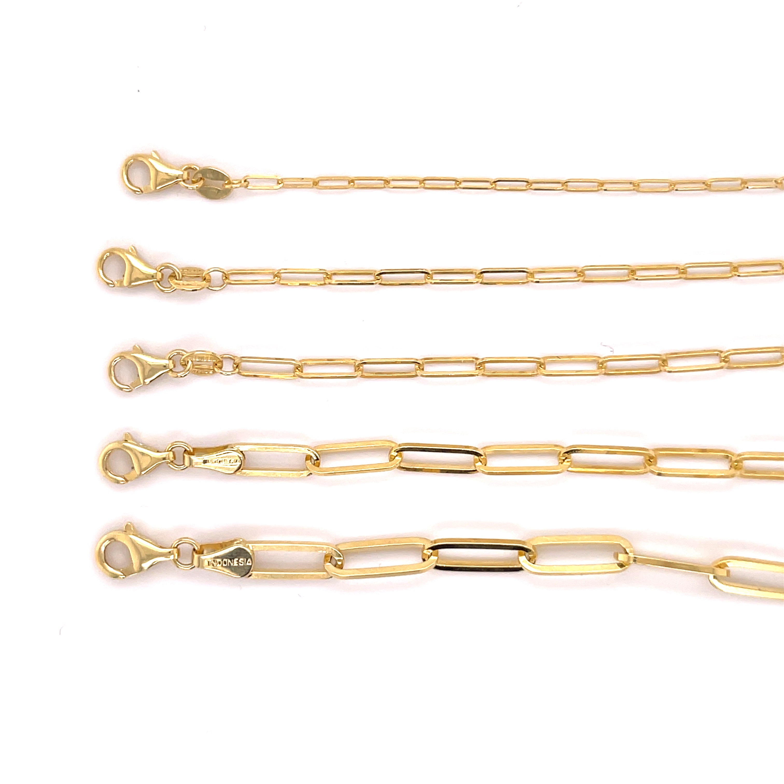 14K Solid Gold Paperclip Necklace – 1.5mm-4mm Yellow Gold Chain with Lobster Clasp