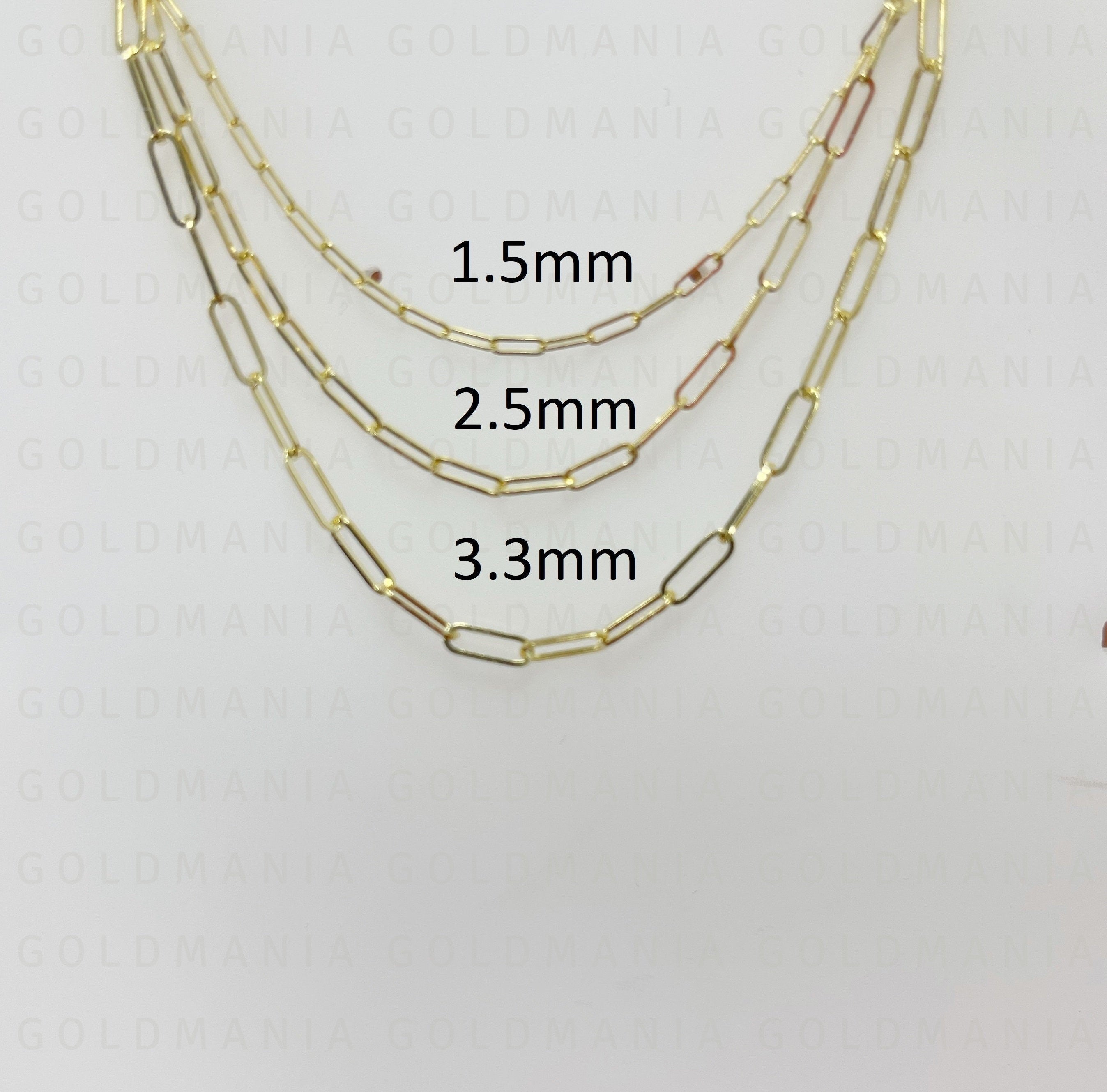 14K Solid Gold Paperclip Necklace – 1.5mm-4mm Yellow Gold Chain with Lobster Clasp