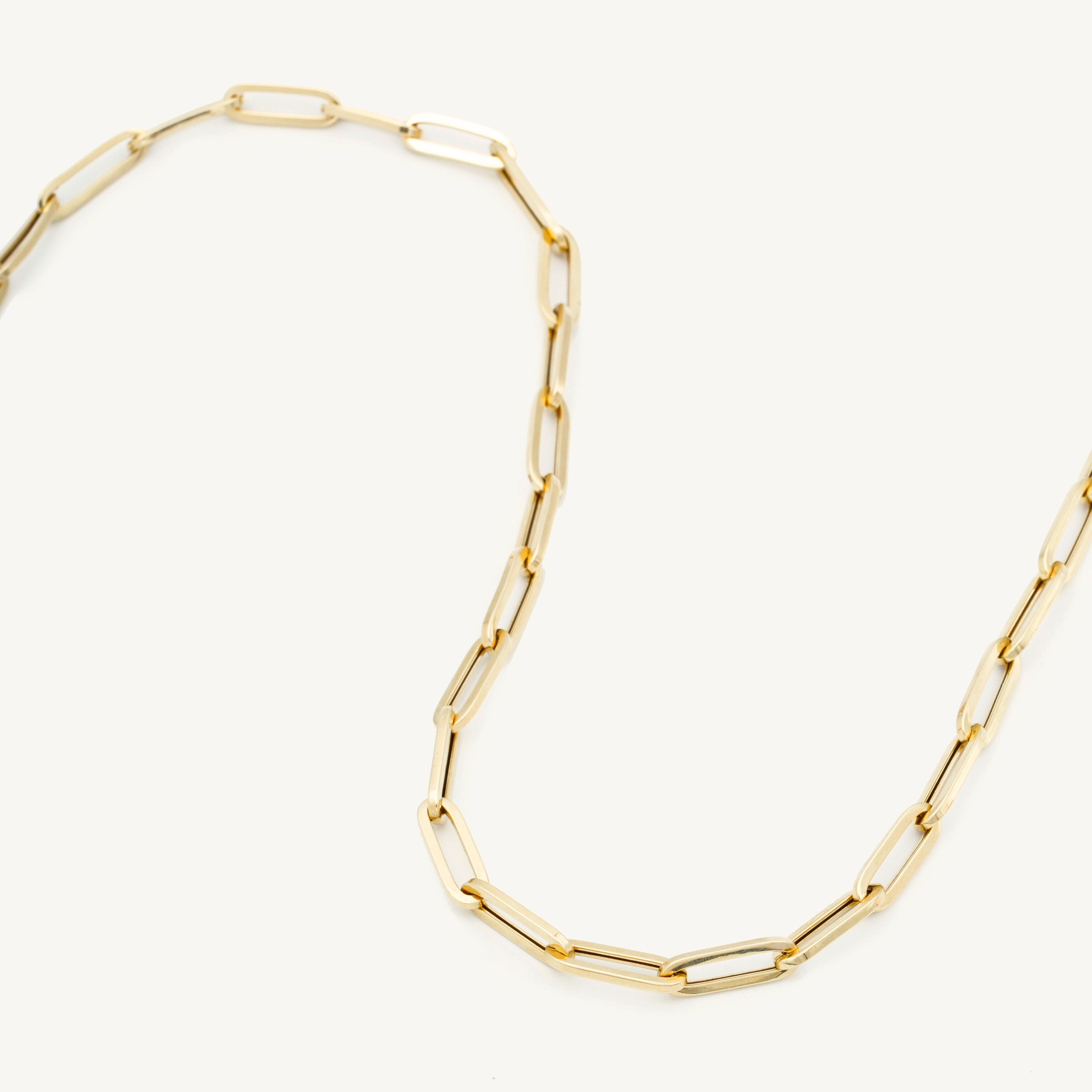 14K Gold Paperclip Necklace Chain Women