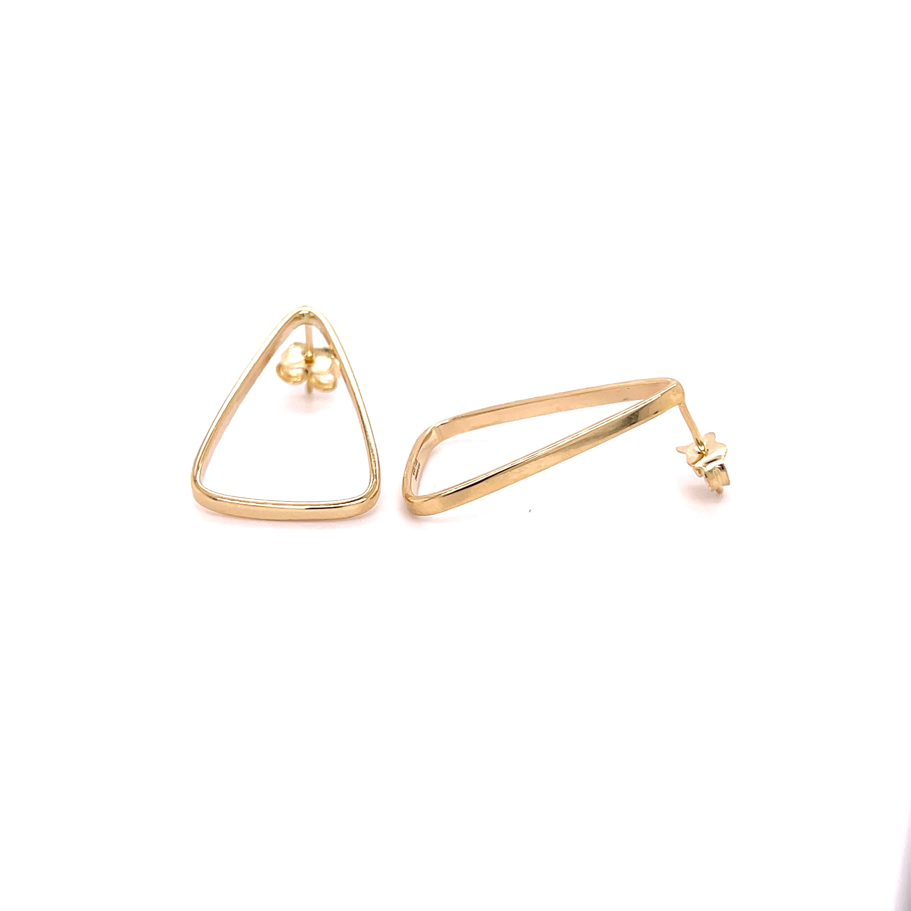 Large 14K Gold Open Triangle Earrings