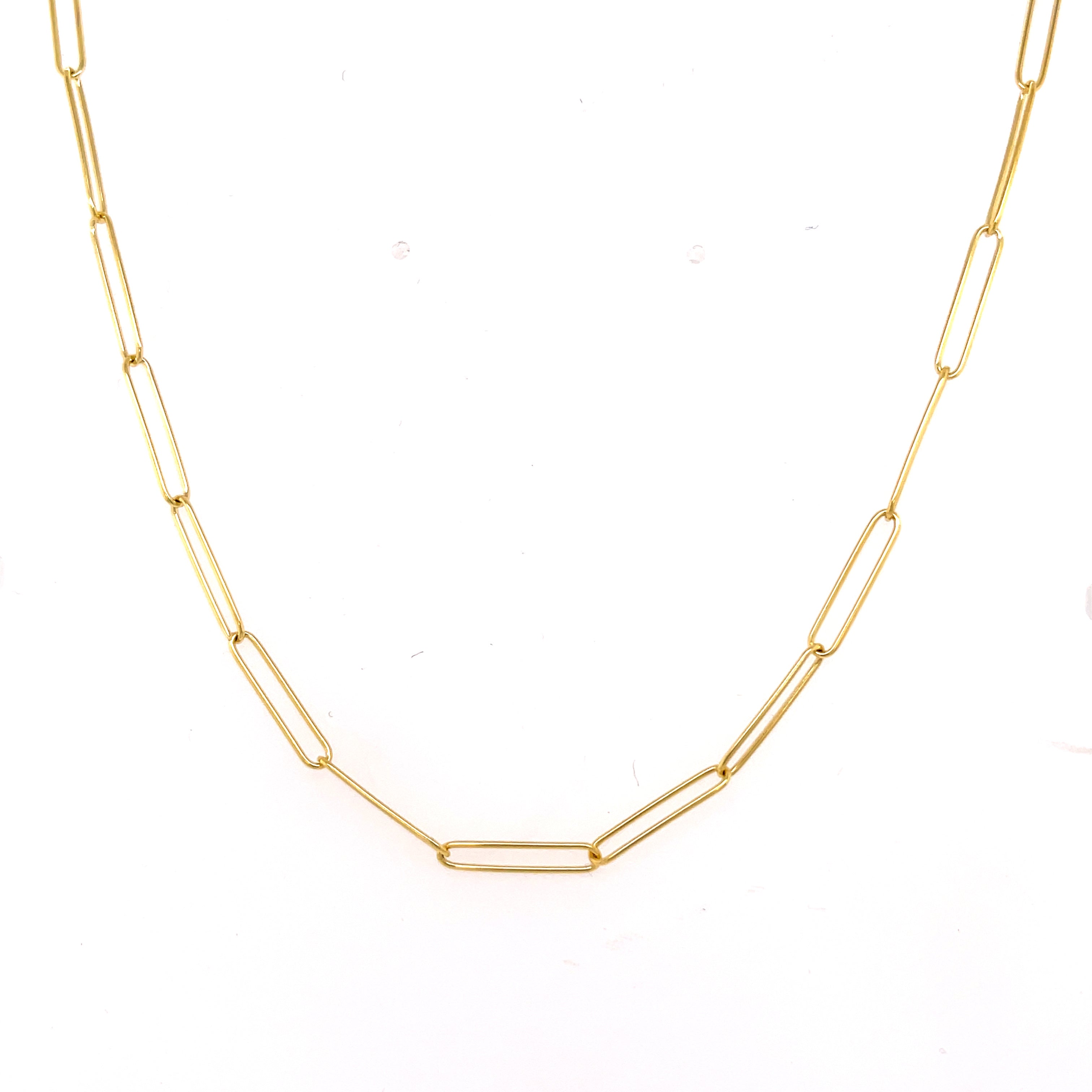 14K Gold Long Paperclip Link Necklace Chain Women