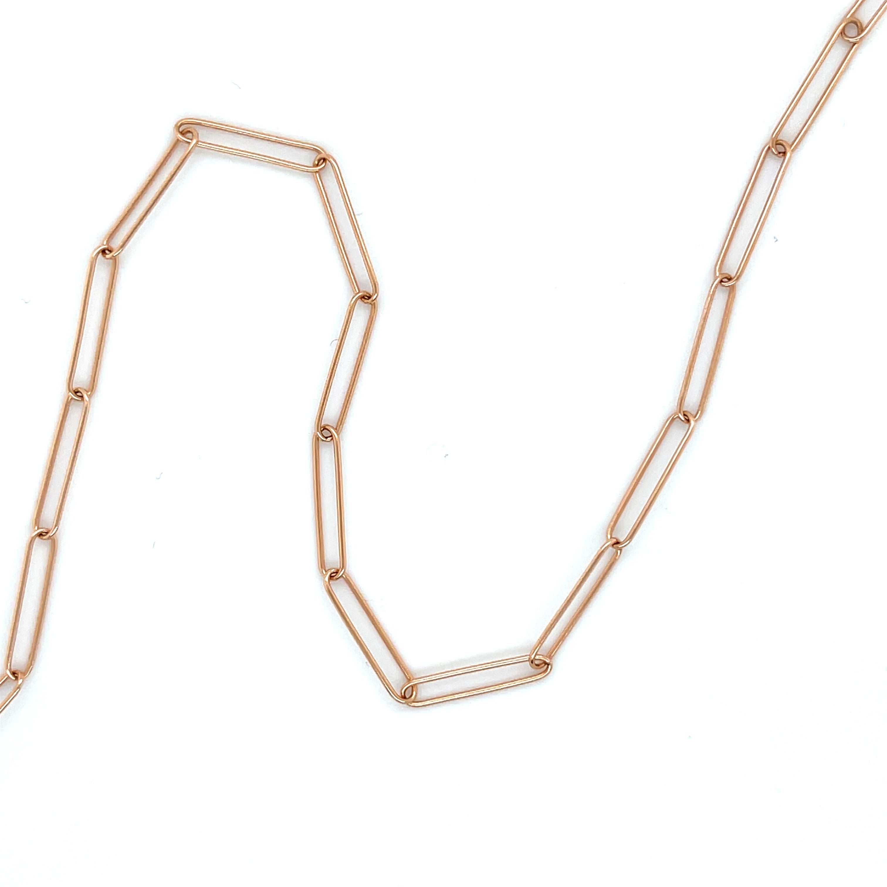 14K Gold Long Paperclip Link Necklace Chain Women