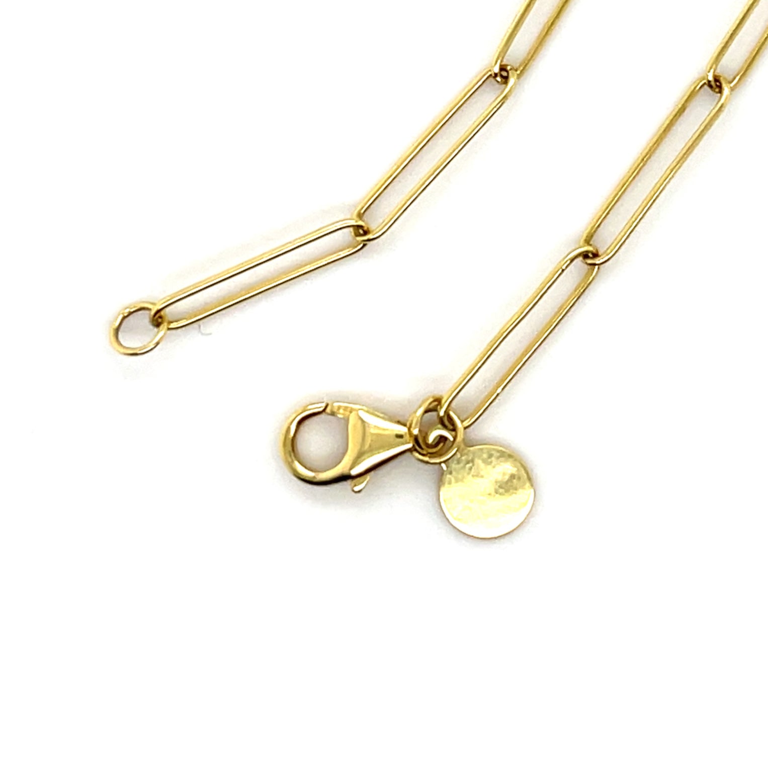14K Gold Long Paperclip Link Necklace Chain Women