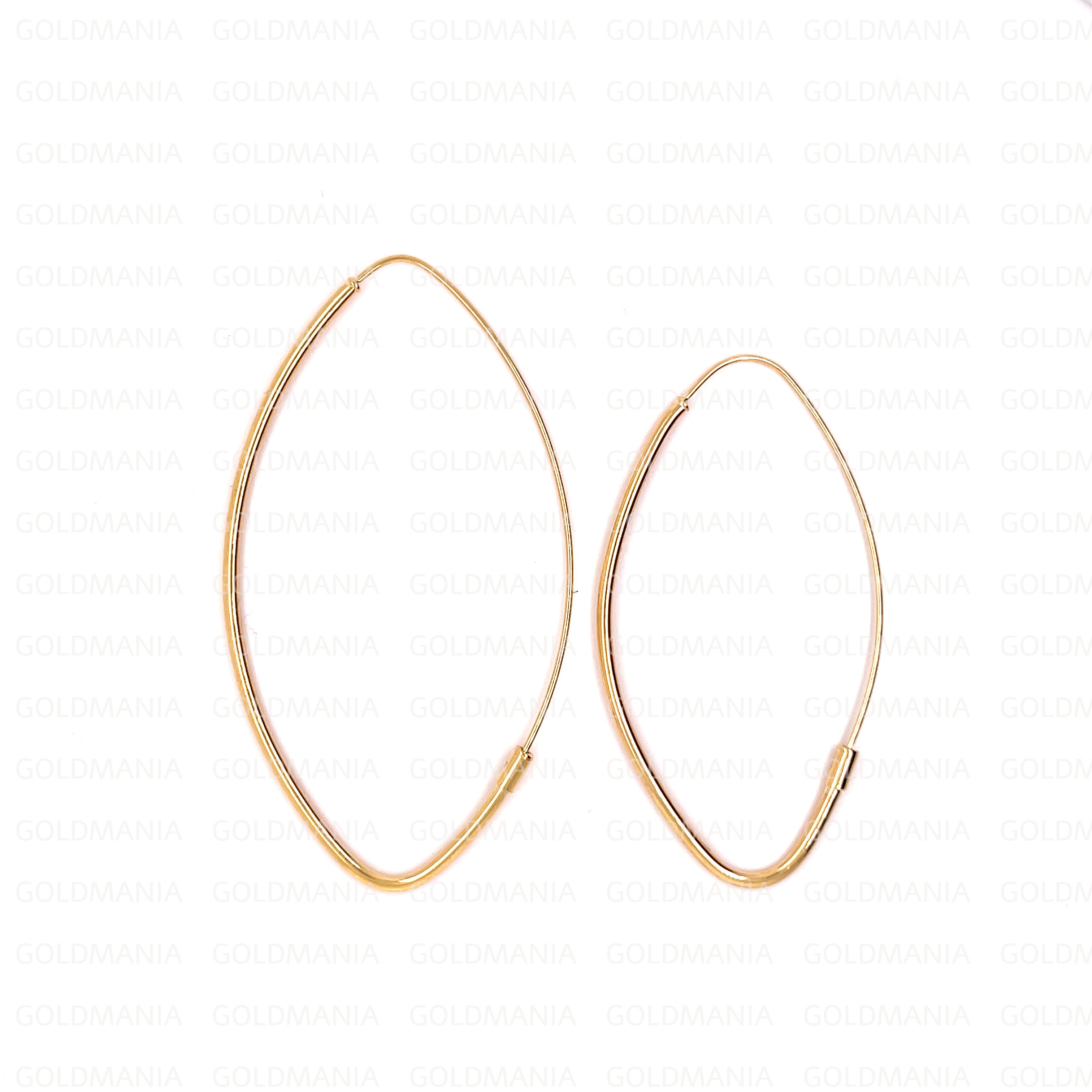 14K Gold Marquise Hoop Earrings