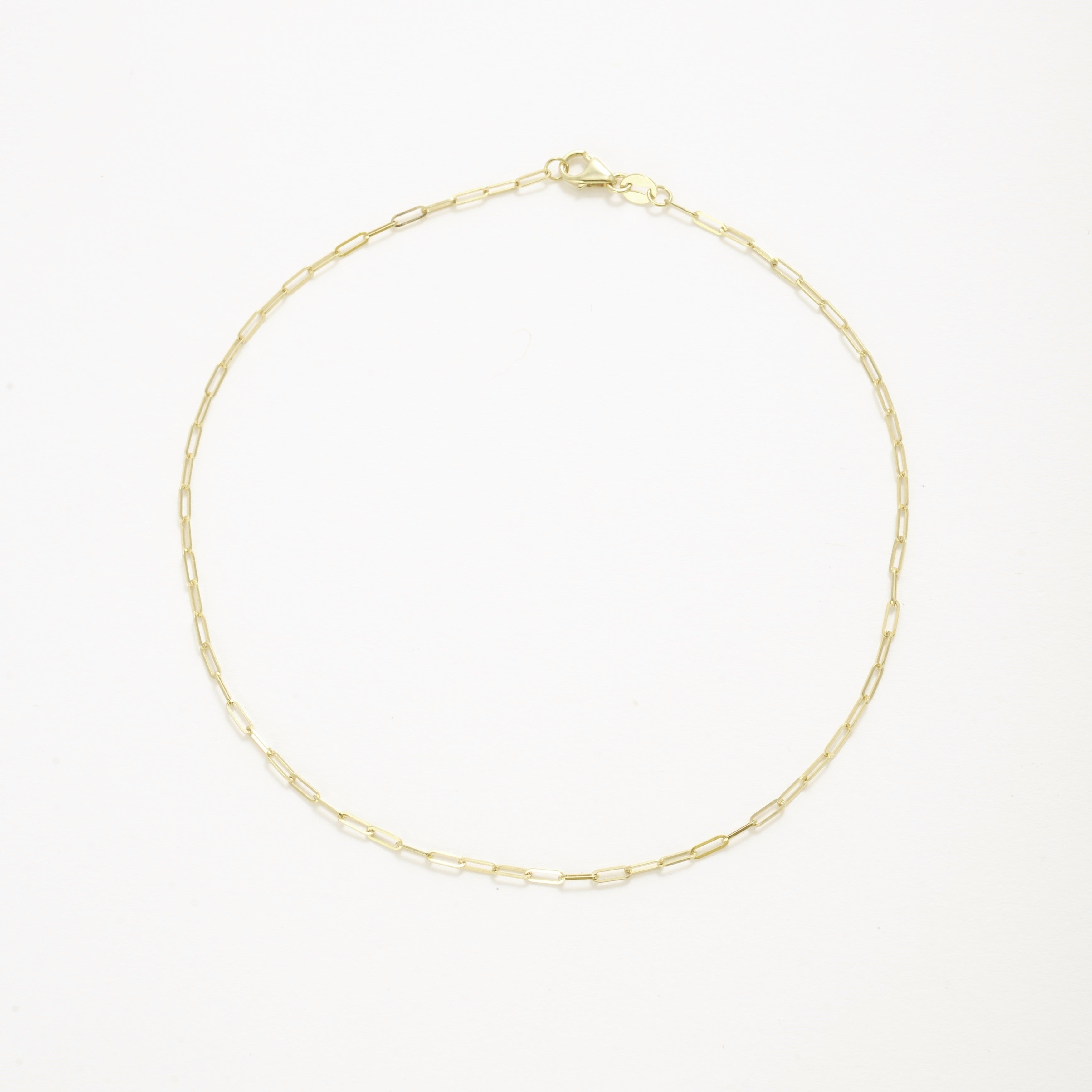 Dainty 14K Gold Paperclip Anklet