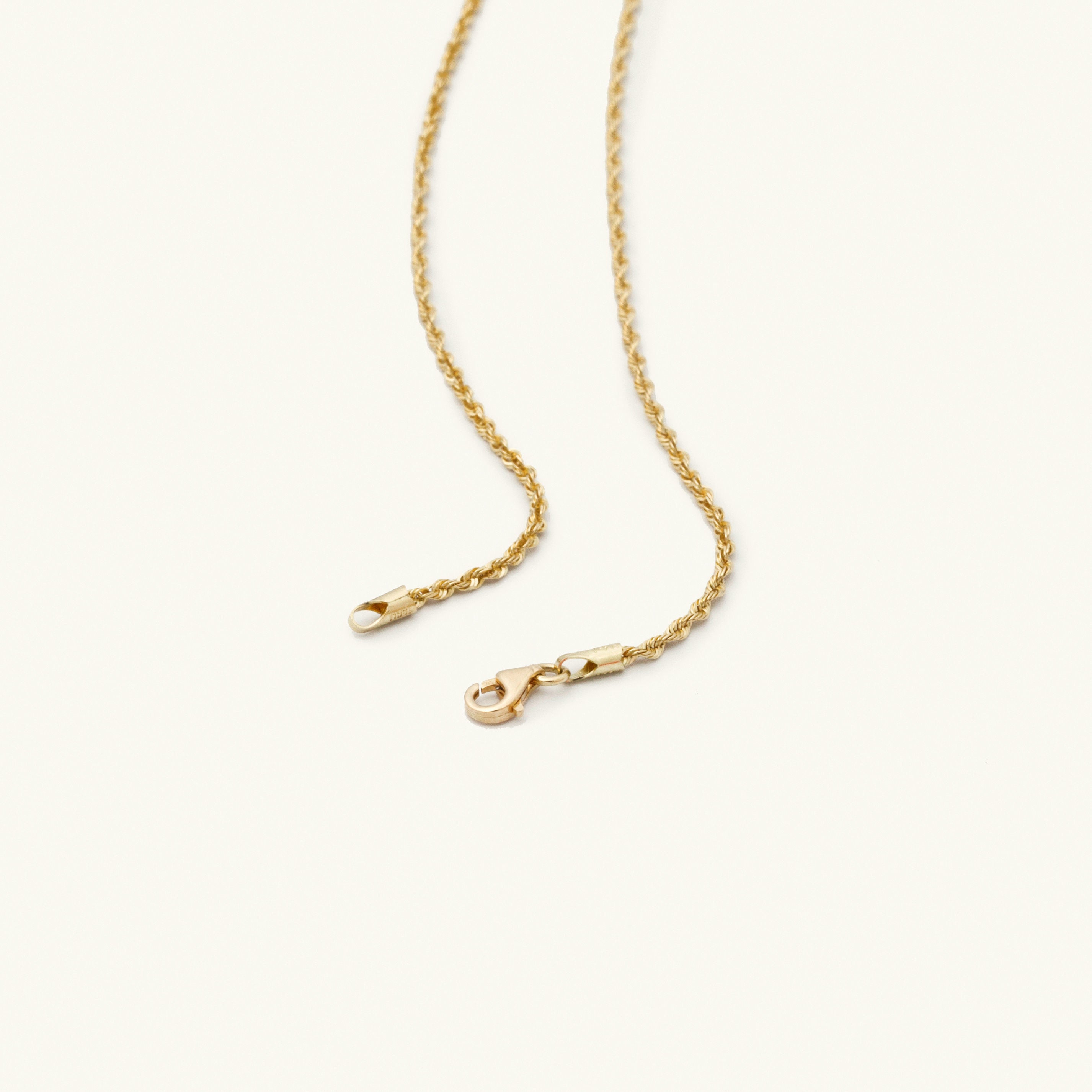14K Solid Gold Rope Choker Necklace Chain Women