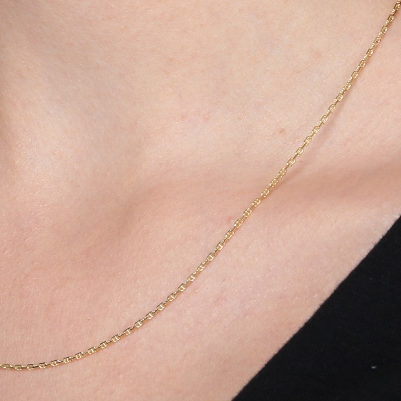 14K Gold Anchor Link Necklace Chain Women