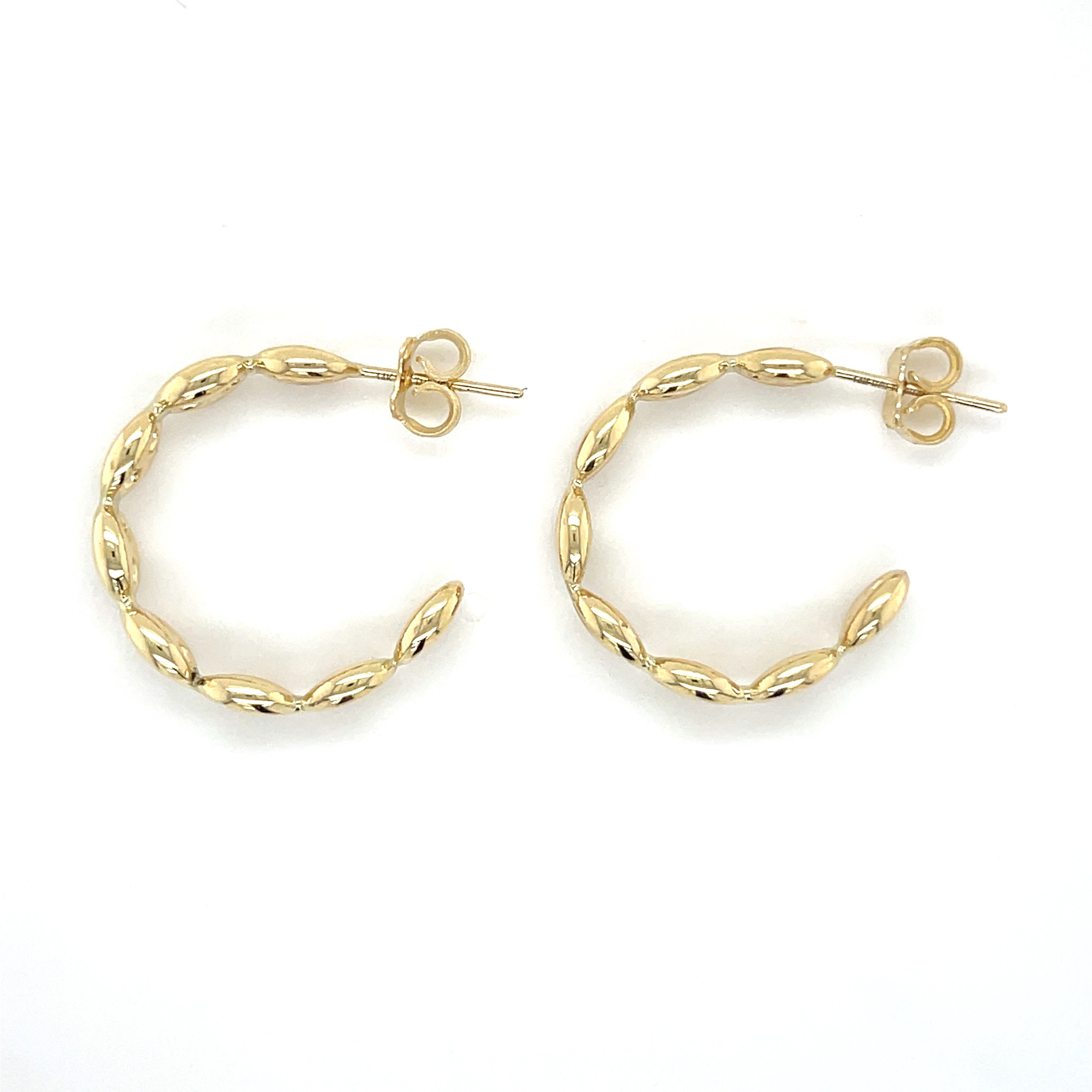 14K Gold Puffed Mariner Hoop Earrings