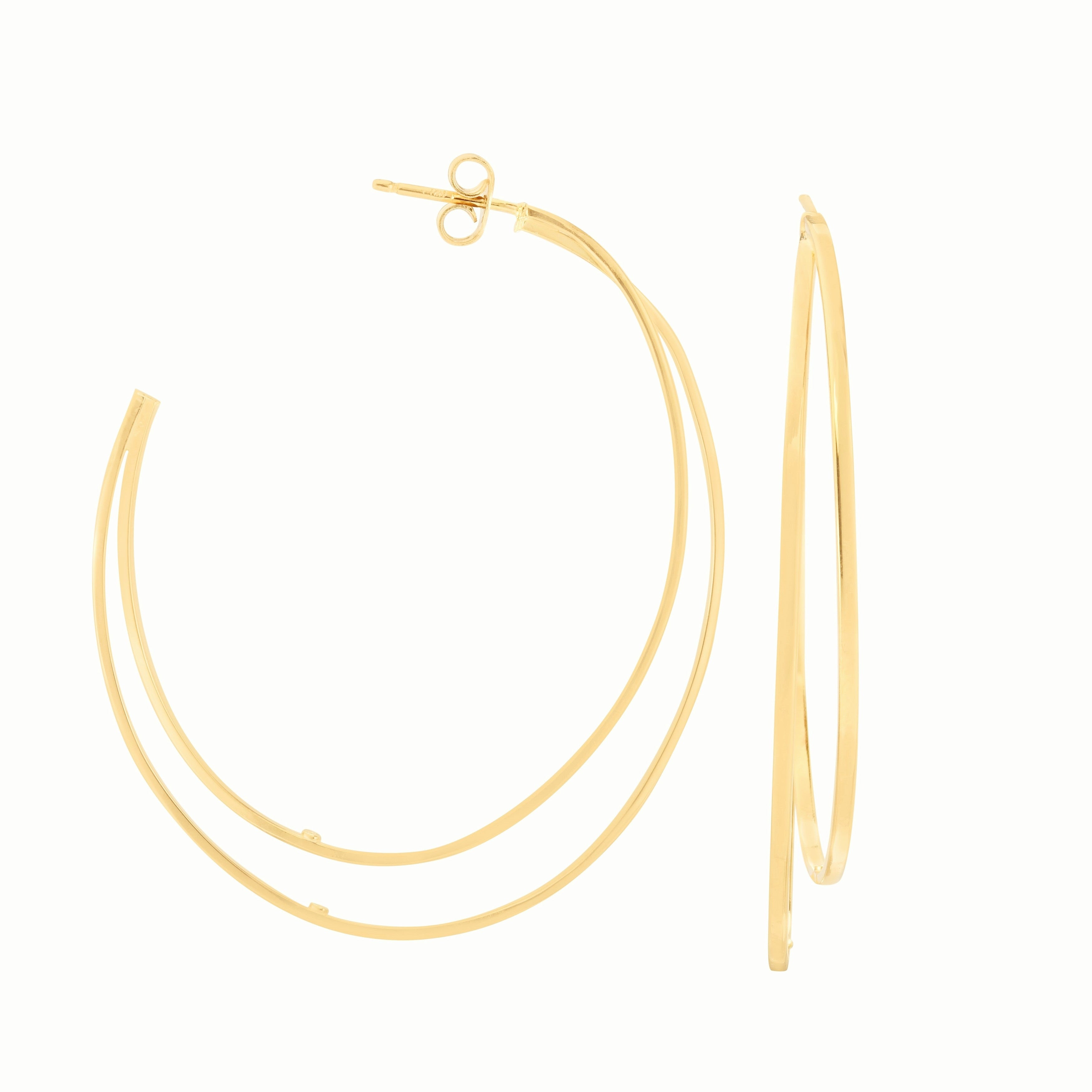 Large 14K Gold Double Hoops